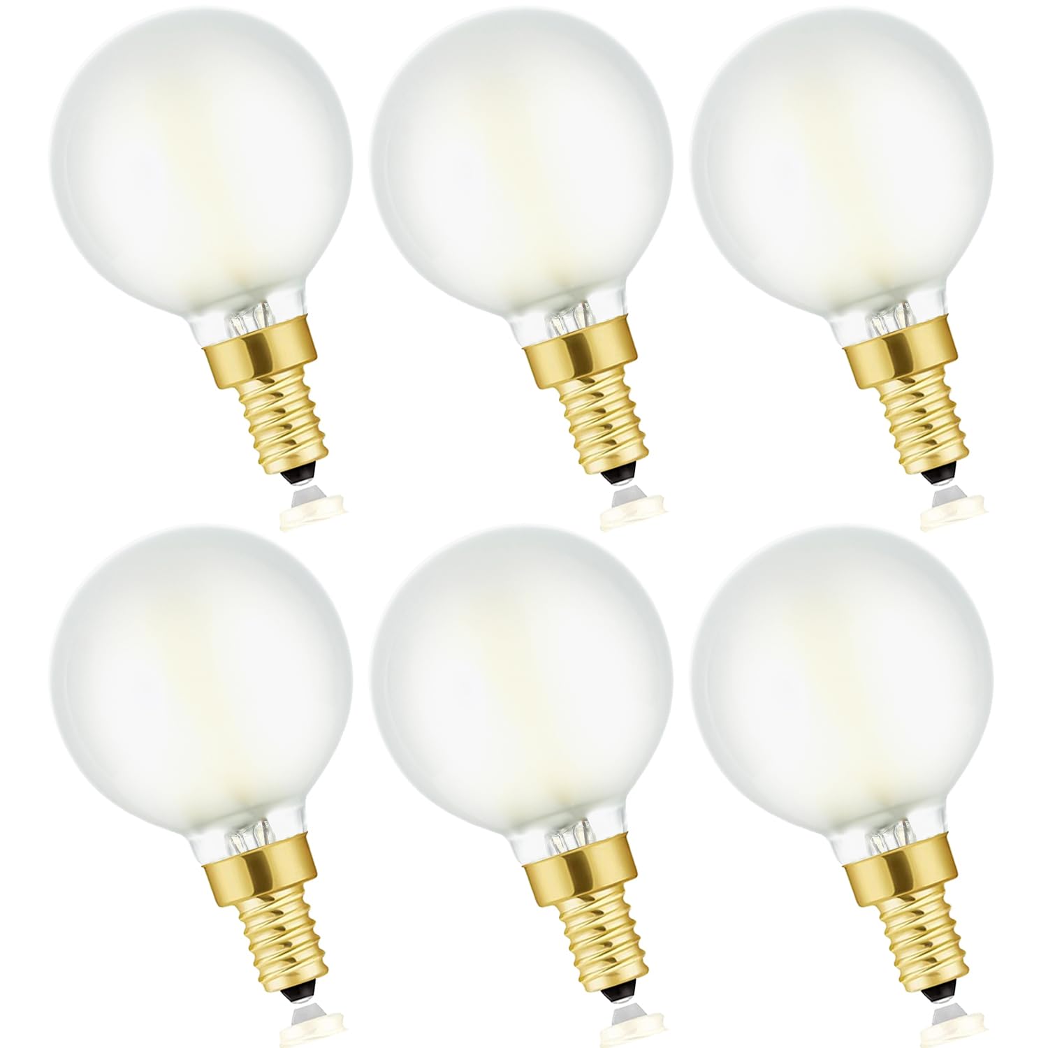 Leools E12 Led Chandelier Light Bulb,Frosted G16.5 Type G Round Light Bulb,60 Watt 600Lm 4000K Daylight,Dimmable Led Globe Light