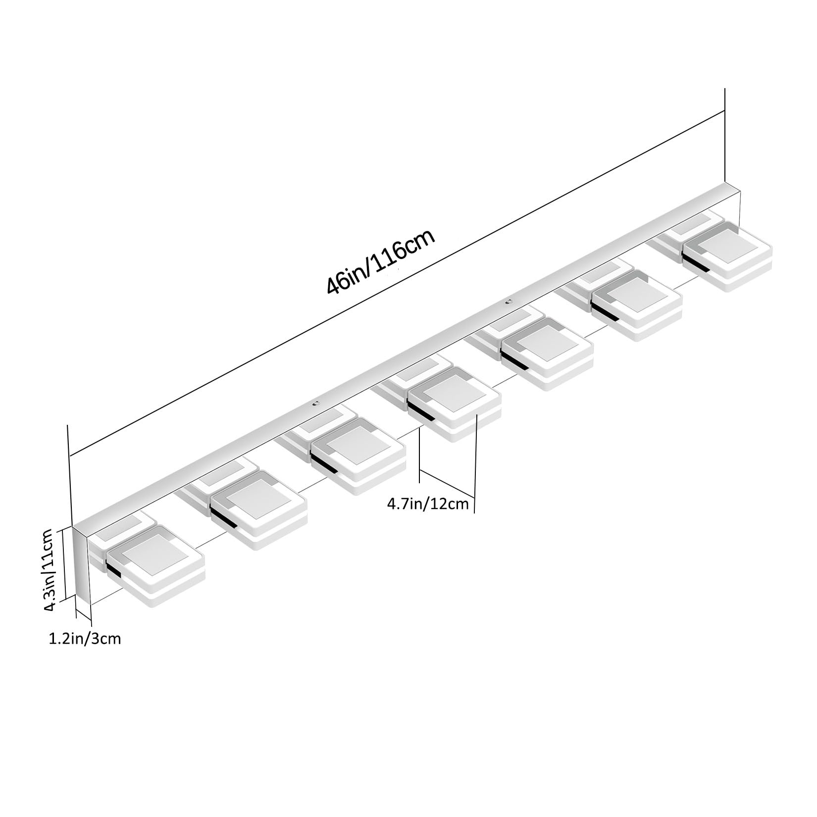 Ralbay Modern LED Vanity Light 7 Lights Chrome Stainless Steel Bathroom Fixture Model 8596
