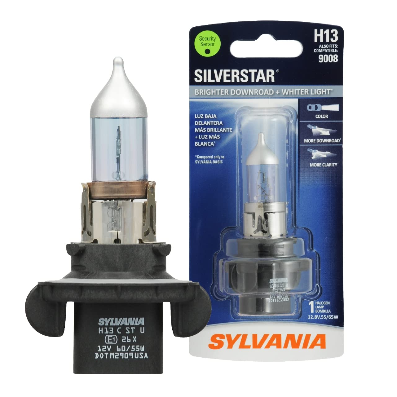 SYLVANIA - H13 SilverStar - High Performance Halogen Headlight Bulb, High Beam, Low Beam and Fog Replacement Bulb, Brighter Down