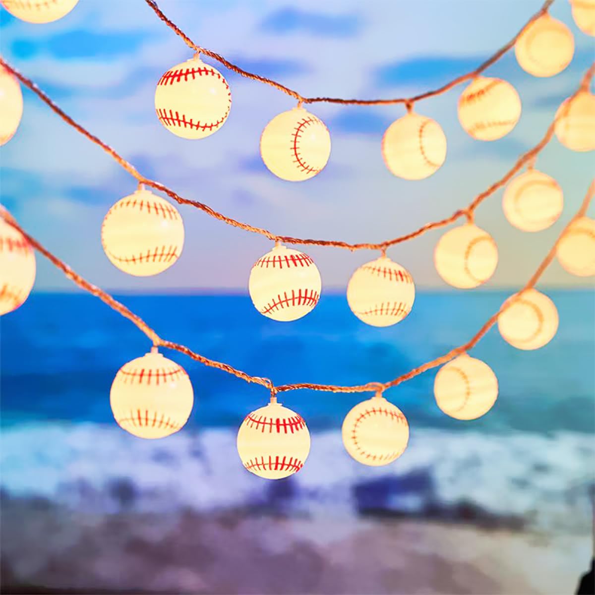 Yayfazy Baseball Decor String Lights  Battery Operated 9.9Ft 20Led 8 Mode With Timer Sports Room Decor Lights For Boys Bedroom Or Sports Theme Party  Christmas Gift For Son  Grandson  Baseball Lover