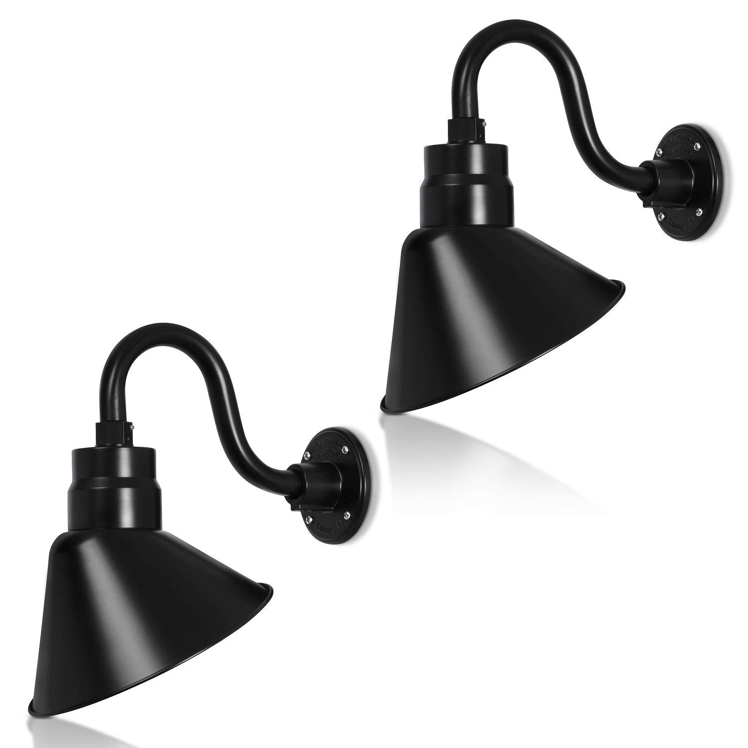 HTM LIGHTING SOLUTIONS Gooseneck Sign Light Fixture 10in Arm Satin Black 2-Pack UL Listed A19 LED Bulb 900lm 5000K