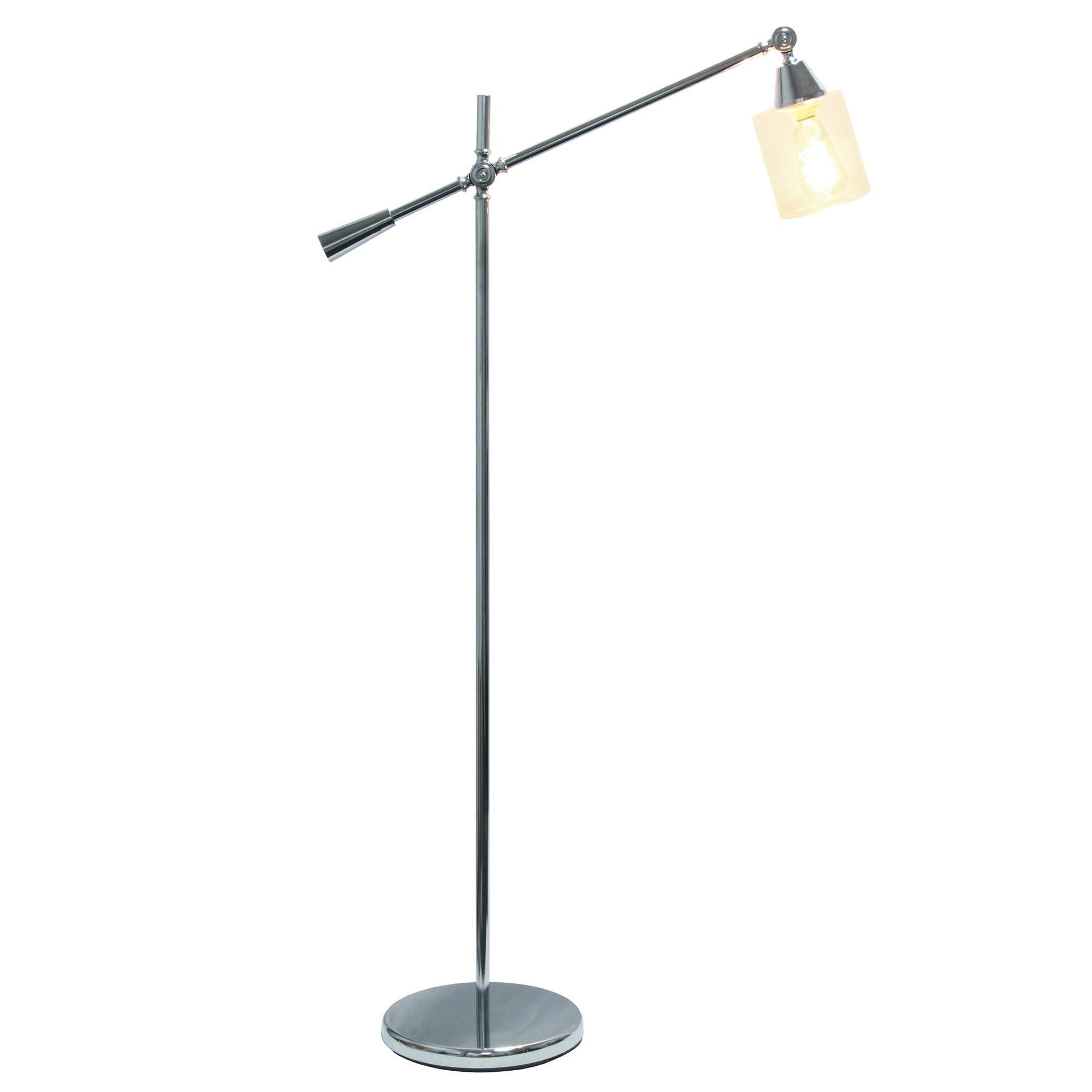 LALIA HOME Decorative Swing Arm Floor Lamp, Chrome, Metal, 30inL x 11inW x 56inH, Model LHF-5021-CH, Clear Glass Shade