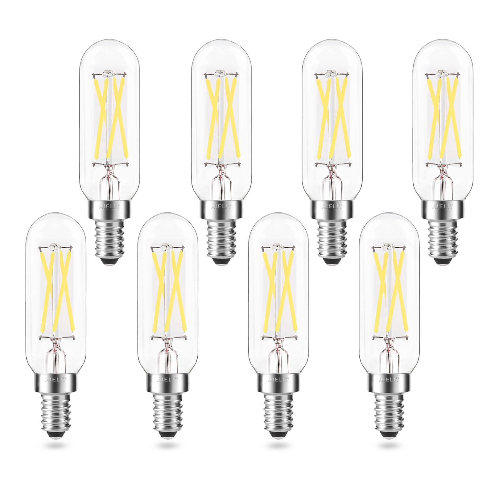 Aielit 40W Equivalent T8 Dimmable Clear Glass Decorative Filament Led Light Bulbs, E12 Small Candelabra Base, Tube 4-Watt Led Bu