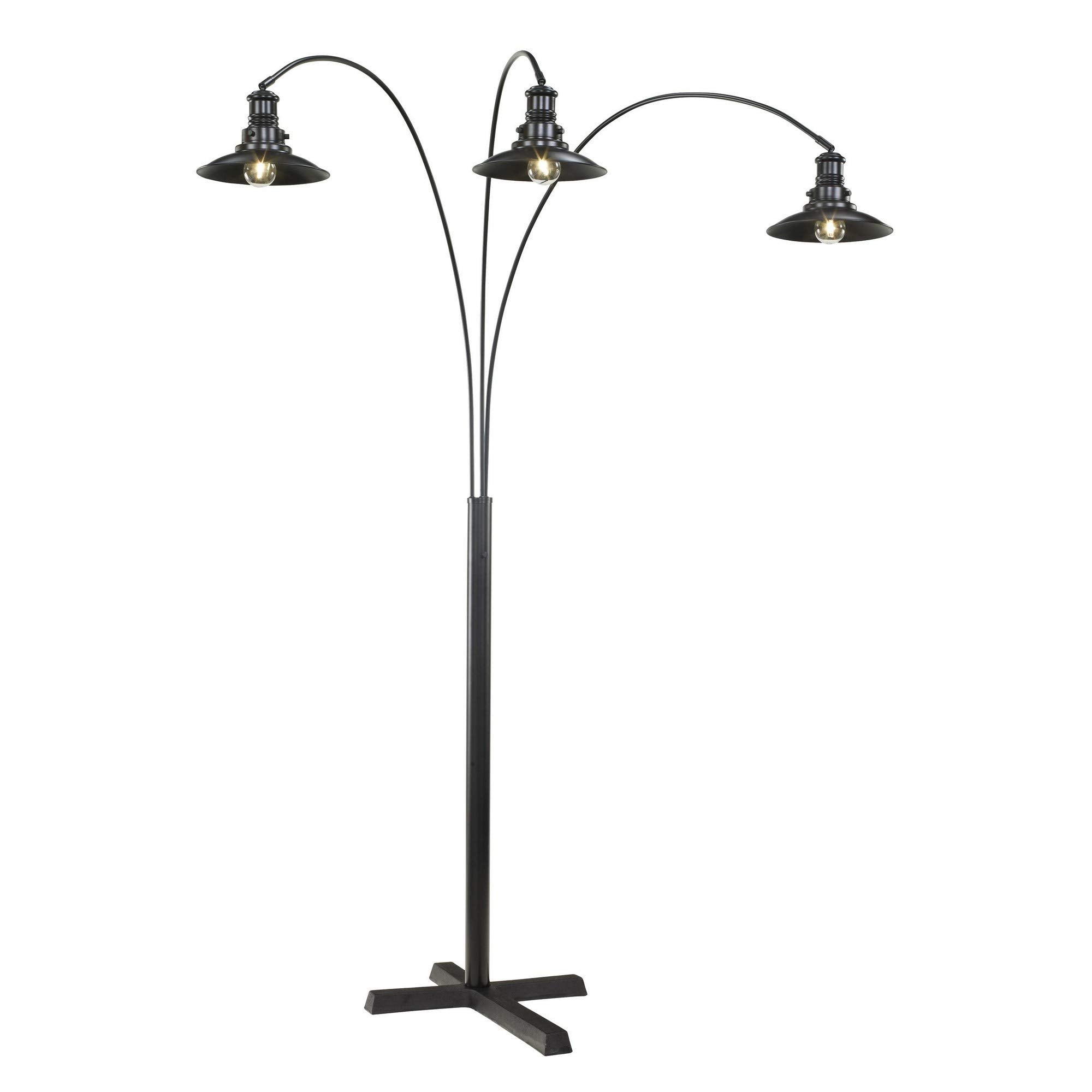 Modern Street Style Metal Lamp with Cross Shaped Leg Base, Black