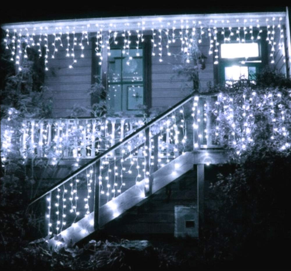 Toodour Icicle Christmas Lights Outdoor, 100Ft 1224 Led Icicle Lights With 204 Drops, 8 Modes Window Curtain Icicle Fairy Twinkl