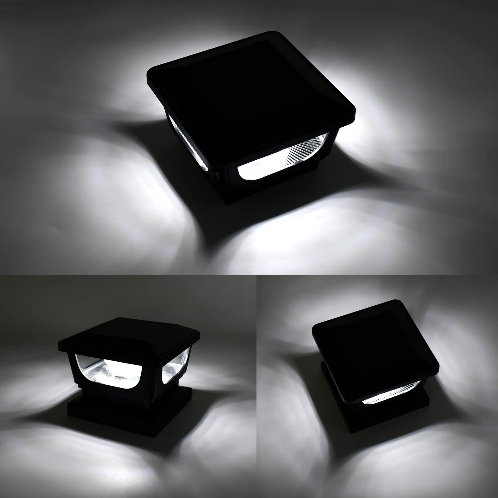 Sumaote Solar Post Lights Outdoor, IP65 Waterproof, 4x4/3x3 Post Cap, Black, SMD LED, 4 Pack