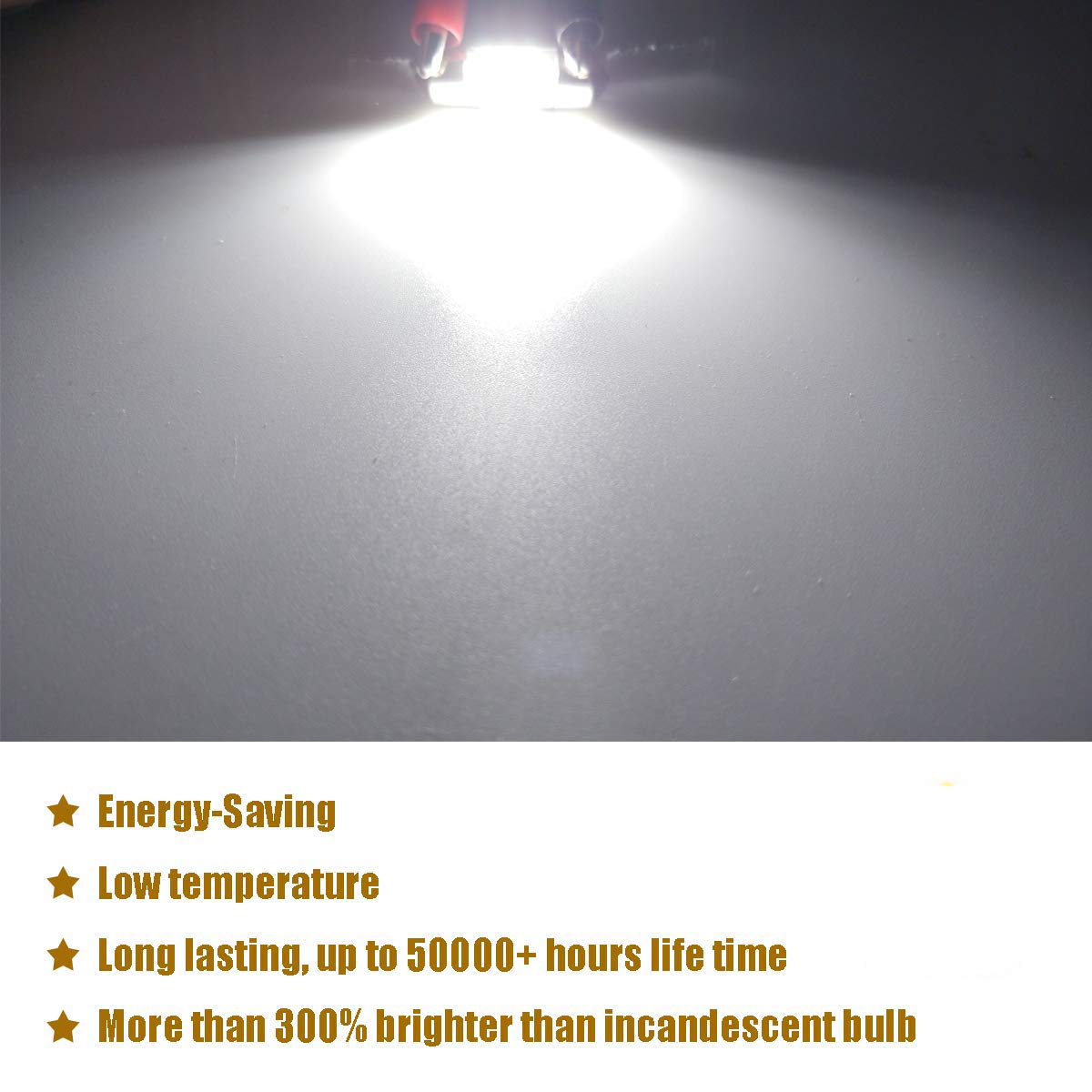 iBrightstar 6411 6418 C5W Festoon LED Bulbs, 36mm, White, Error Free for Dome & License Plate Lights