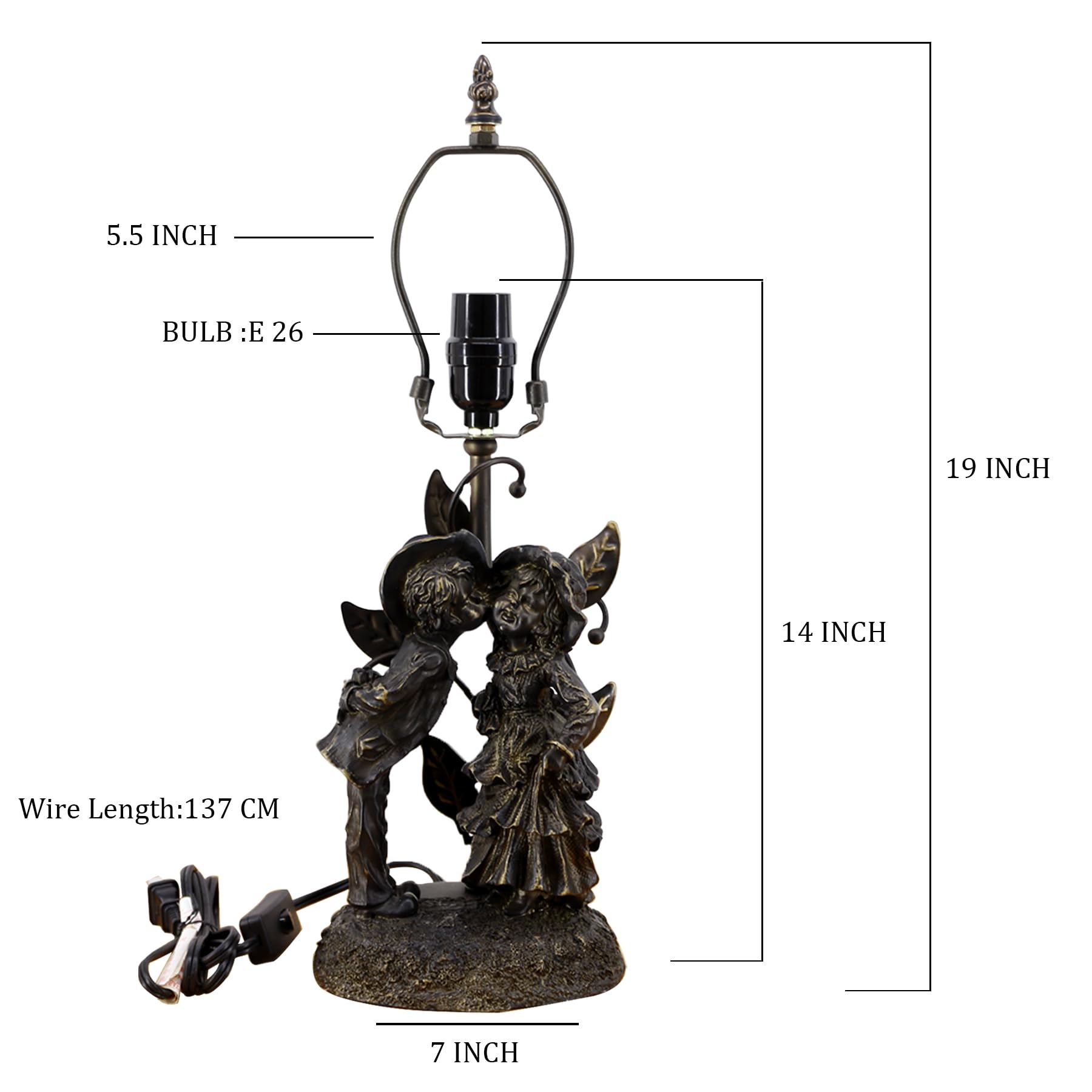 TCODTPOL Tiffany Table Lamp Base Replacement Only Fit for Stained Glass Table Lamp Shade, Resin Finished in Bronze with Harp and