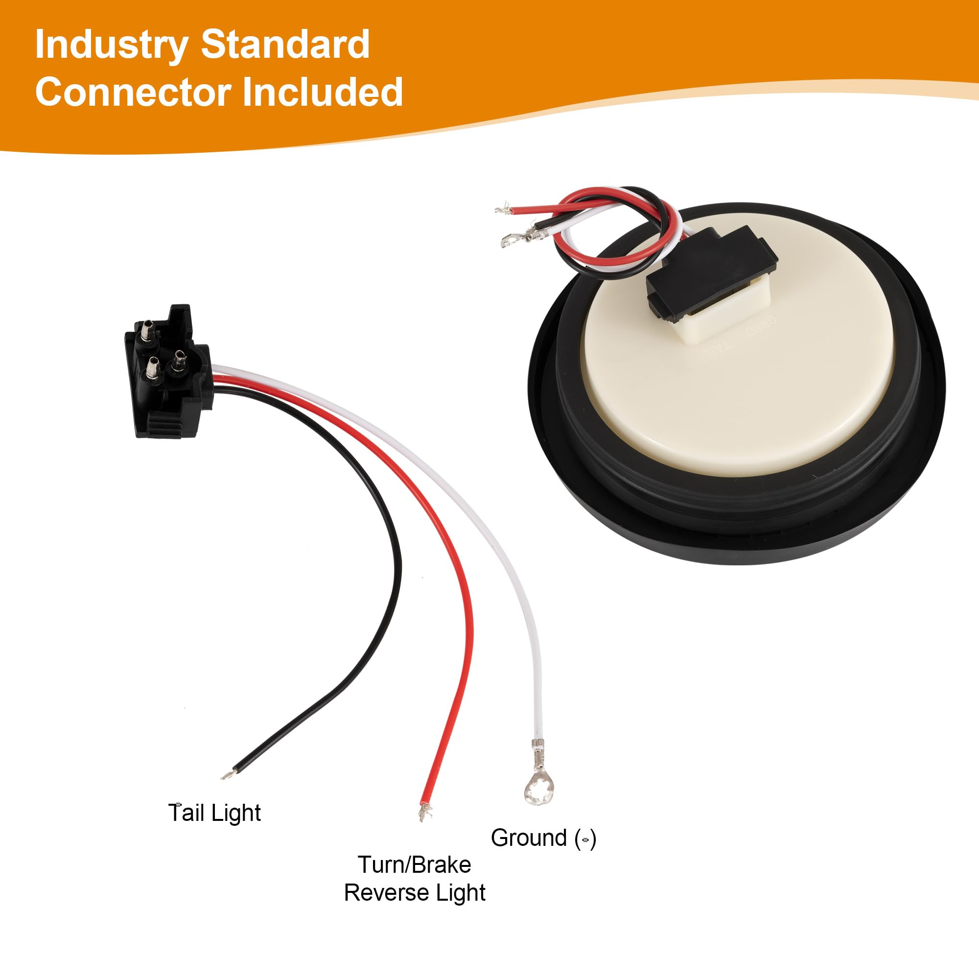 Runhwee 2Pcs 4'' Round Led Trailer Light Kit - Red 12 Led Boat Marker, Brake, Stop Turn Side Utility Tail Light - Waterproof Hit