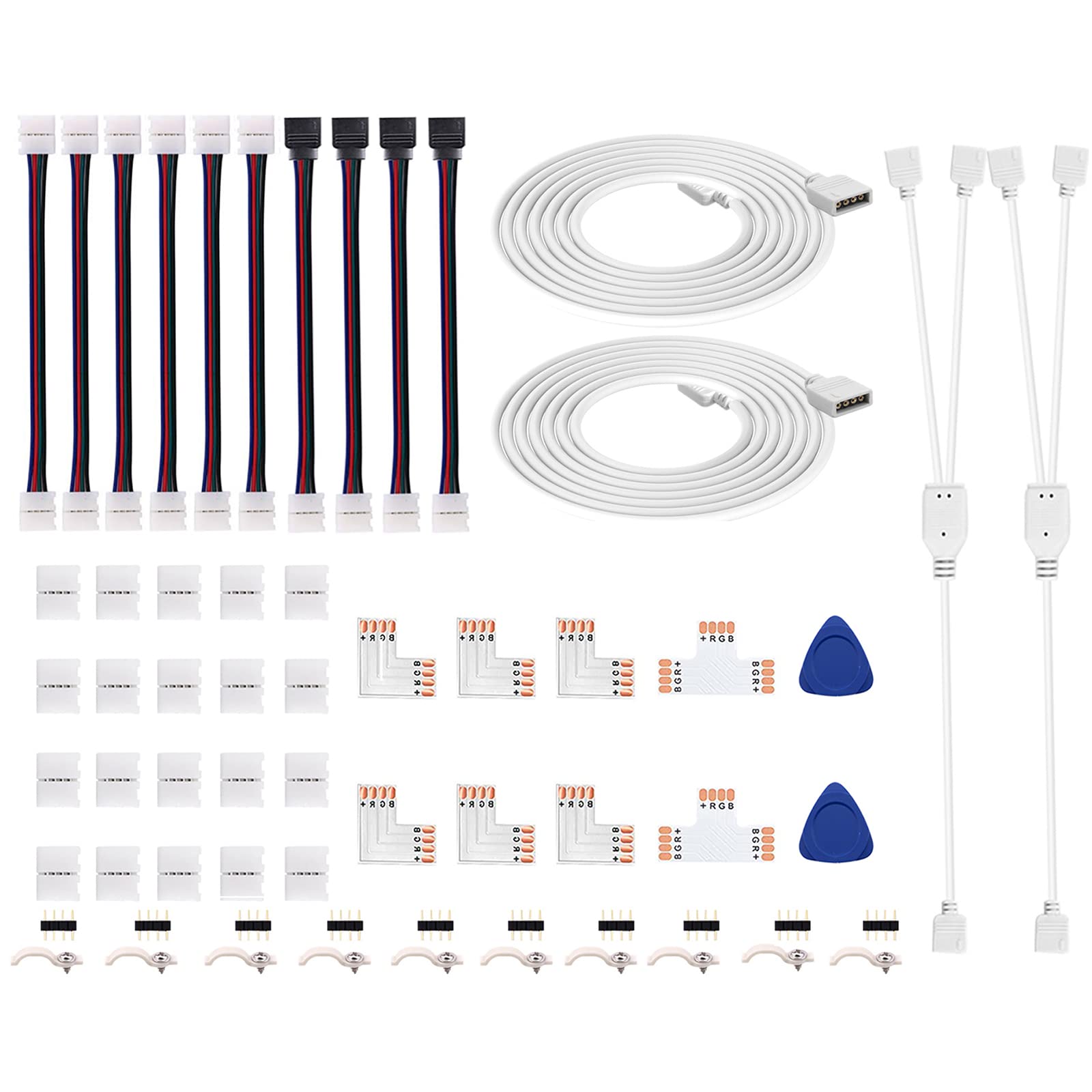 Icreating Led Strip Connectors 4 Pin  Rgb Led Light Connectors Kit Includes 5050 Led Connectors L Shape 4Pin 10Mm Led Light Strip Connectors