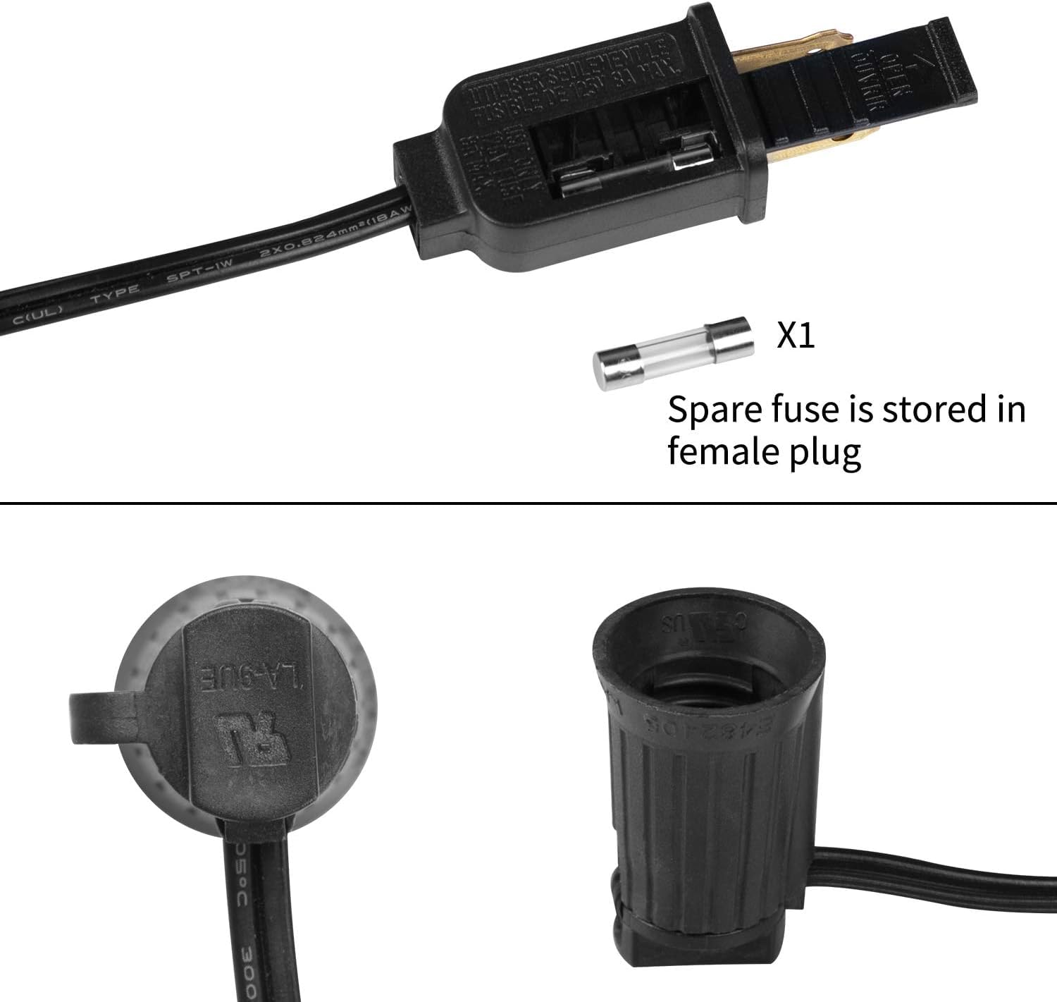 C9 Light Strand 100 Feet For E17 Socket 12 Inch Spacing, Outdoor String Light Christmas Stringer With 100 Sockets For Patio, Bla