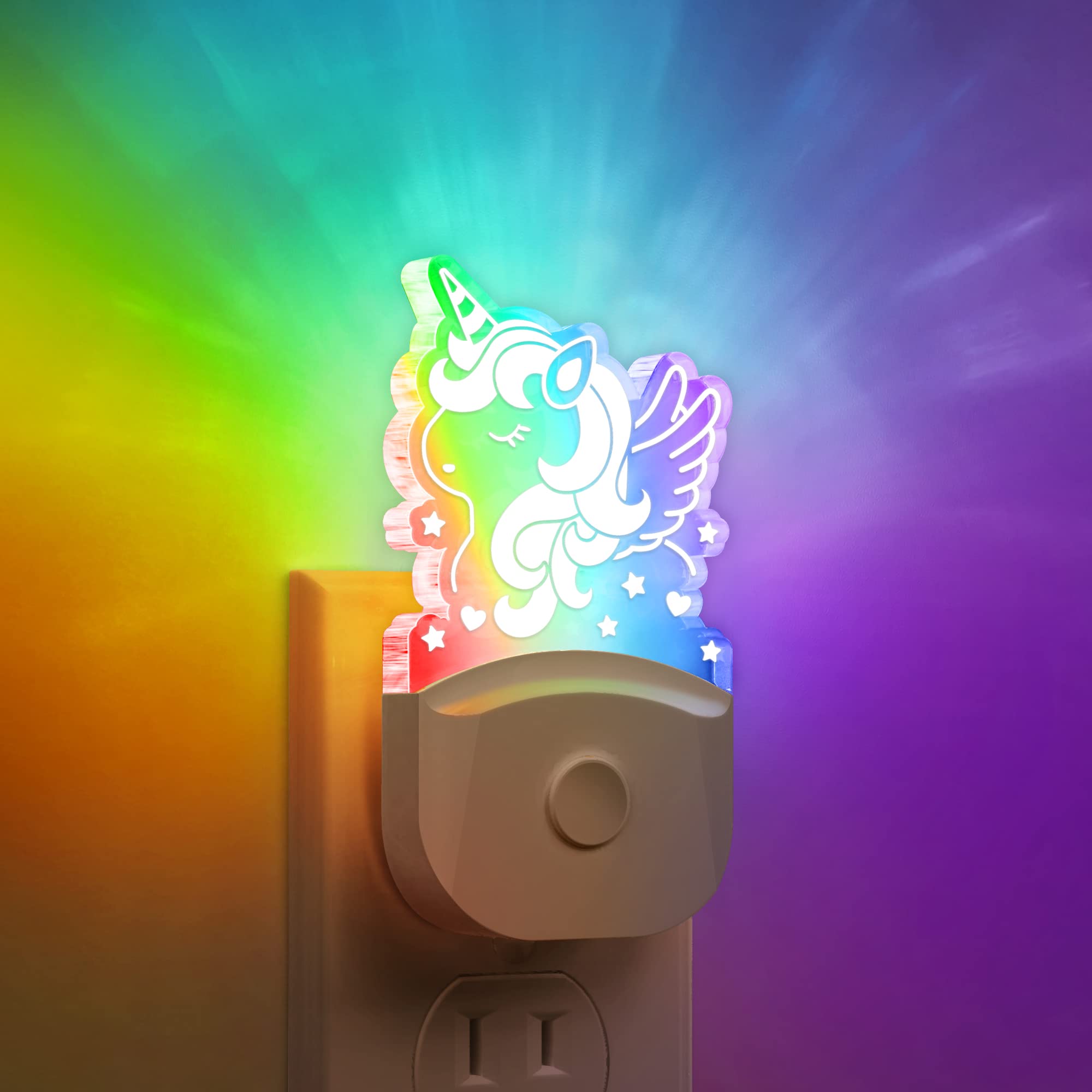 Cute Night Light for Kids [2 Pack], Plug in Night Light, 8 Color Changing Baby Night Light with Dusk to Dawn Sensor, Nightlights