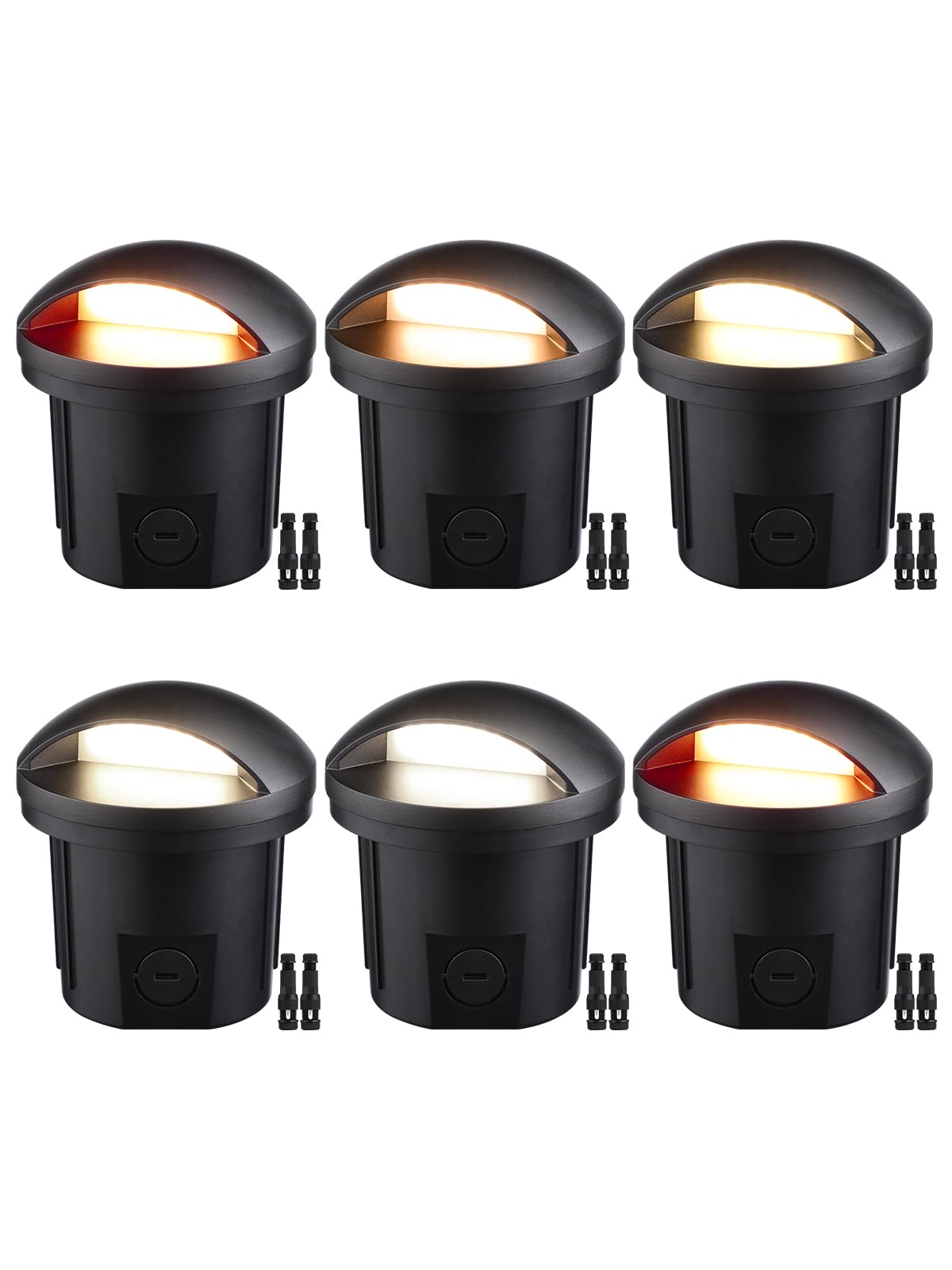 LEONLITE 5W Well Lights Landscape LED  Low Voltage Inground Lights Outdoor  1800K/2700K/3000K/4000K/5000K Adjustable  Aluminum  ETL Listed  IP67 Waterproof  12-24VAC/DC  CRI90  150lm  Black  Pack of 6