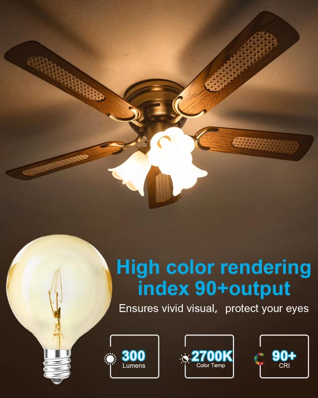 SerBion G50 Wax Warmer Bulbs, 40W Dimmable Glass Light Bulbs, Warm White, E12 Base, Pack of 6