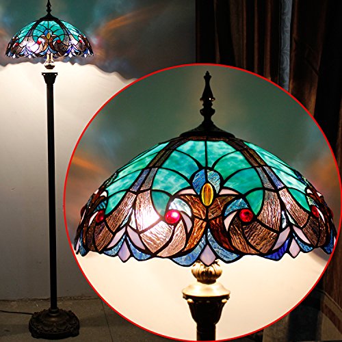 WERFACTORY Tiffany Floor Lamp Base, 64 Inch Bronze Resin Replacement for 16-24 Inch Shades, Antique Design, Model F01