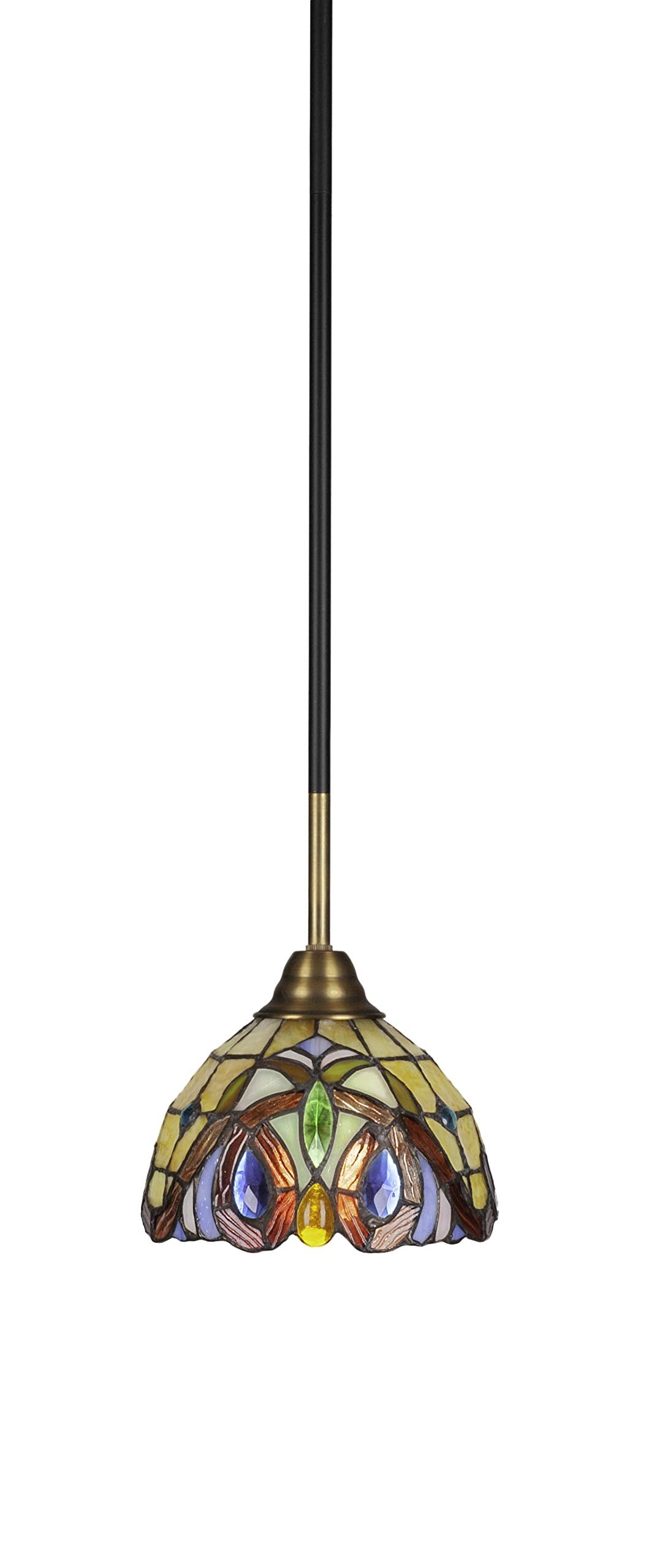 Toltec Lighting Paramount 1 Light Mini Pendant in Matte Black & Brass (3401-MBBR-9445)