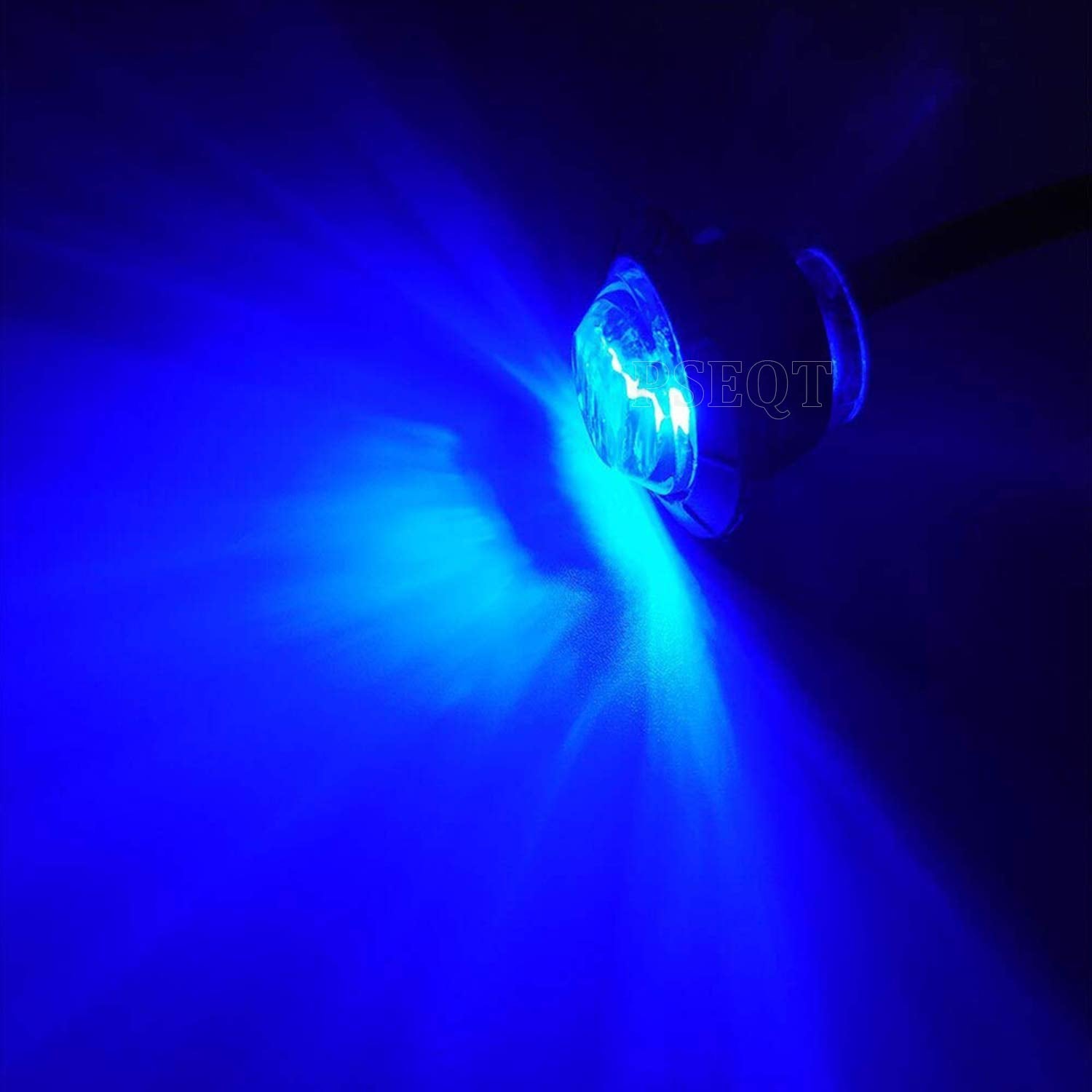 PSEQT LED Round Boat Interior Deck Light, Waterproof, Blue, 1in  x 1in  x 0.83in , Model PSEQTXA004B, 10 Pcs
