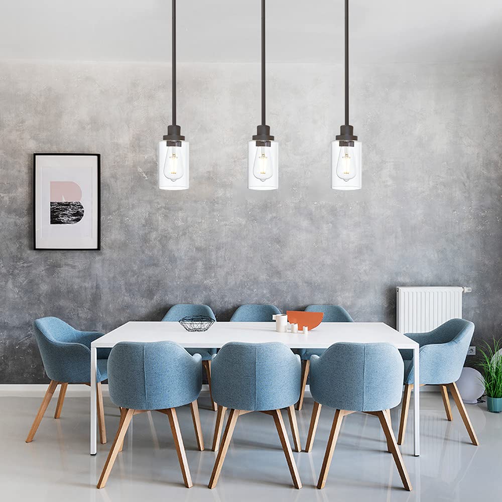 TODOLUZ Vintage Pendant Light - 1-Light Oil Rubbed Bronze Chandelier with Clear Glass Shade for Kitchen Island, Model 732688371393