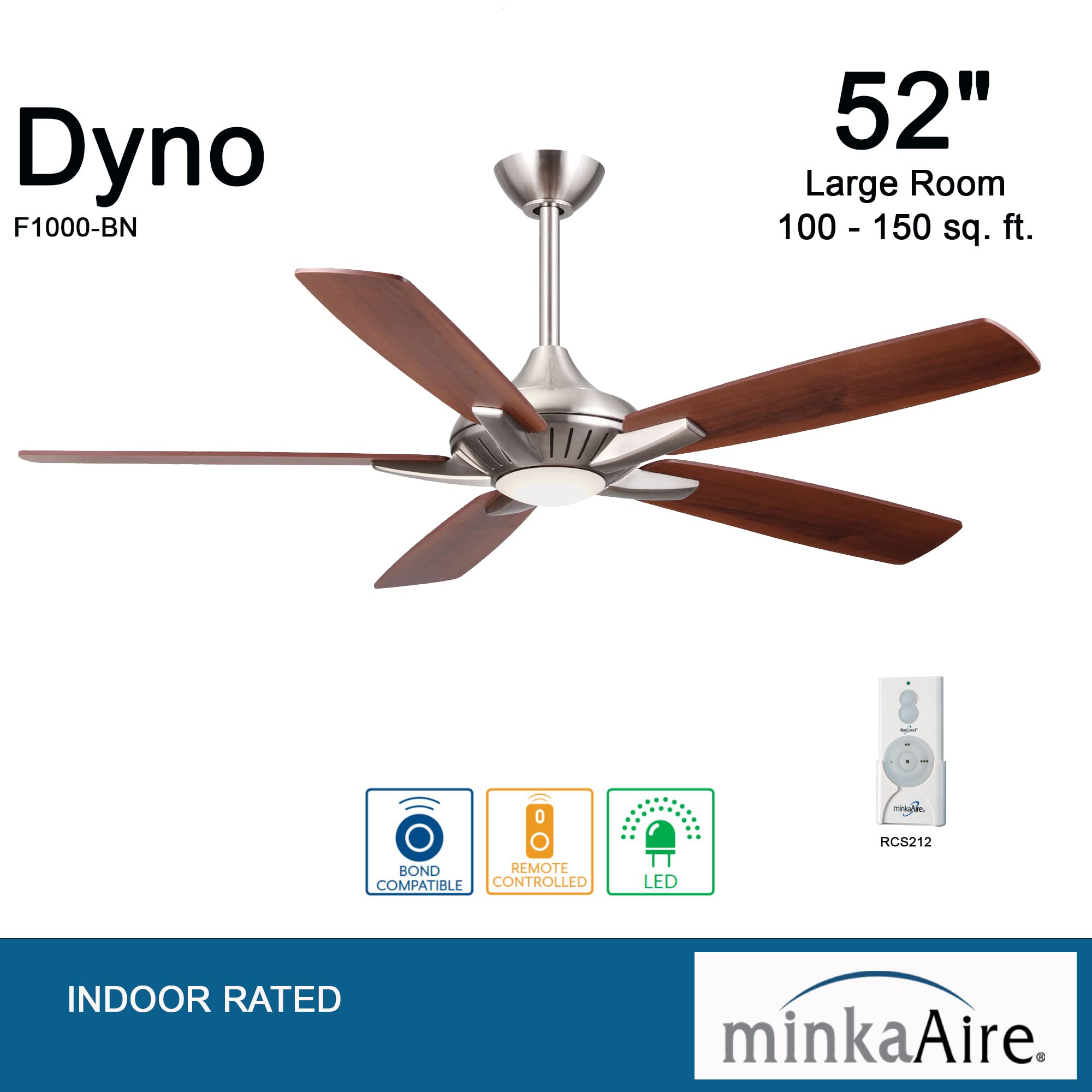Minka-Aire F1000-Bn, Dyno, 52'' Ceiling Fan, Brushed Nickel