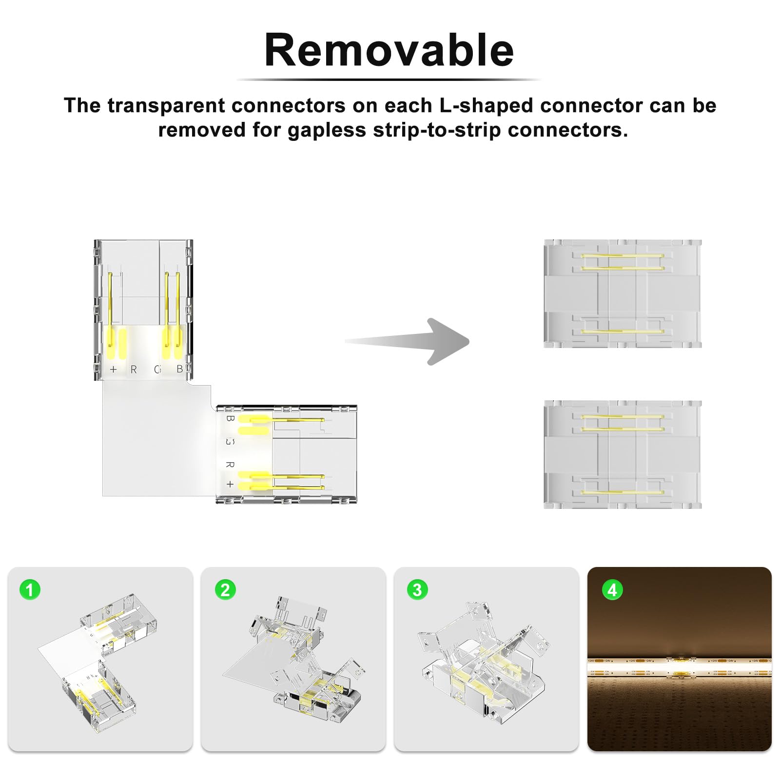 Pautix 10Mm Connectors 12Pcs L-Shaped/Corner Connectors,Solderless Terminal Extension Connection For 3-Pin Cct Cob Led Strip Lig