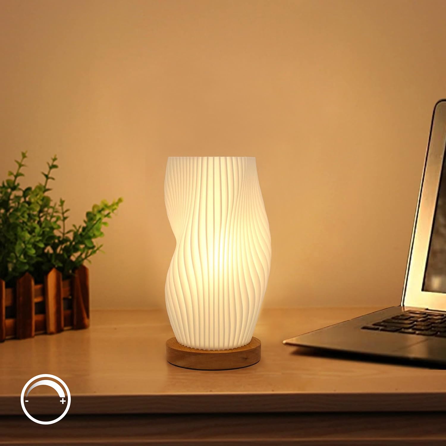 Zenply Dimmable Novelty Small Table Lamp For Bedroom,Vintage Style Striped Small Night Light Lamp, Mini Bedside Lamp For Living Room Nightstand Small Space Kids Room Living Room Office Dorm