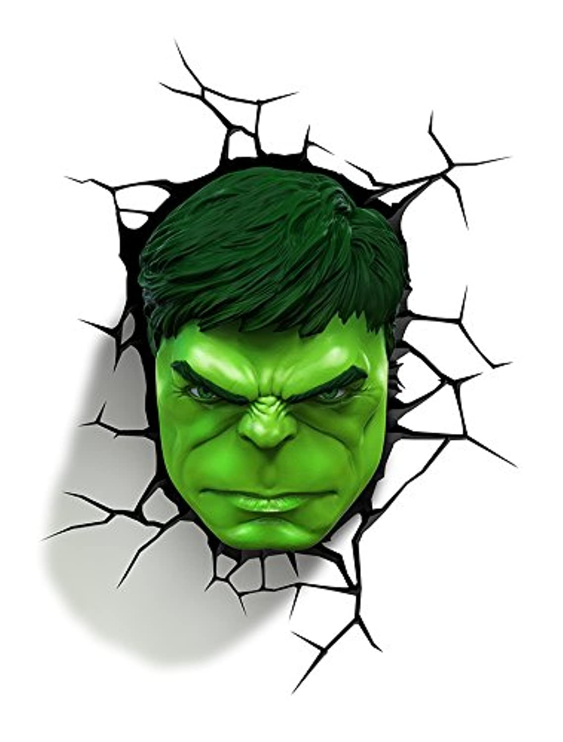 3D Light FX Marvel Avengers Hulk Face 3D Deco Light, Life Size, Green, Plastic, Model 816733840451