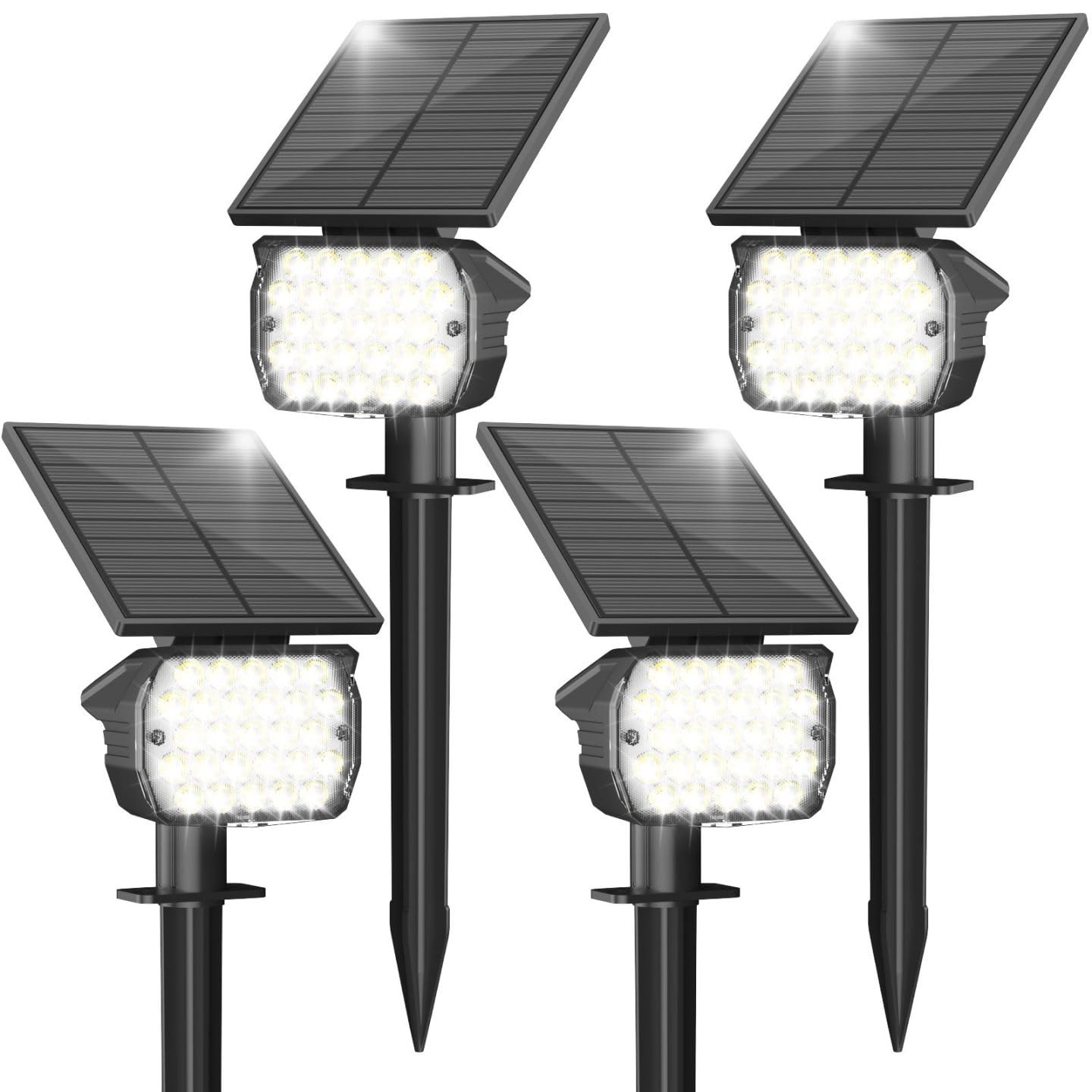 VOLISUN Solar Spot Lights, 27 LED, IP67 Waterproof, 3 Lighting Modes, 4 Pack, Cool White, Model 21464