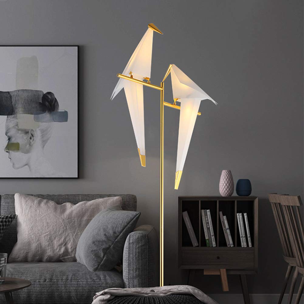 More Change Morechange 72In Modern Led Floor Lamp, Bird Floor Light Gold Metal Fixtures For Living Room Bedroom Dinning Room Office (2 Birds)