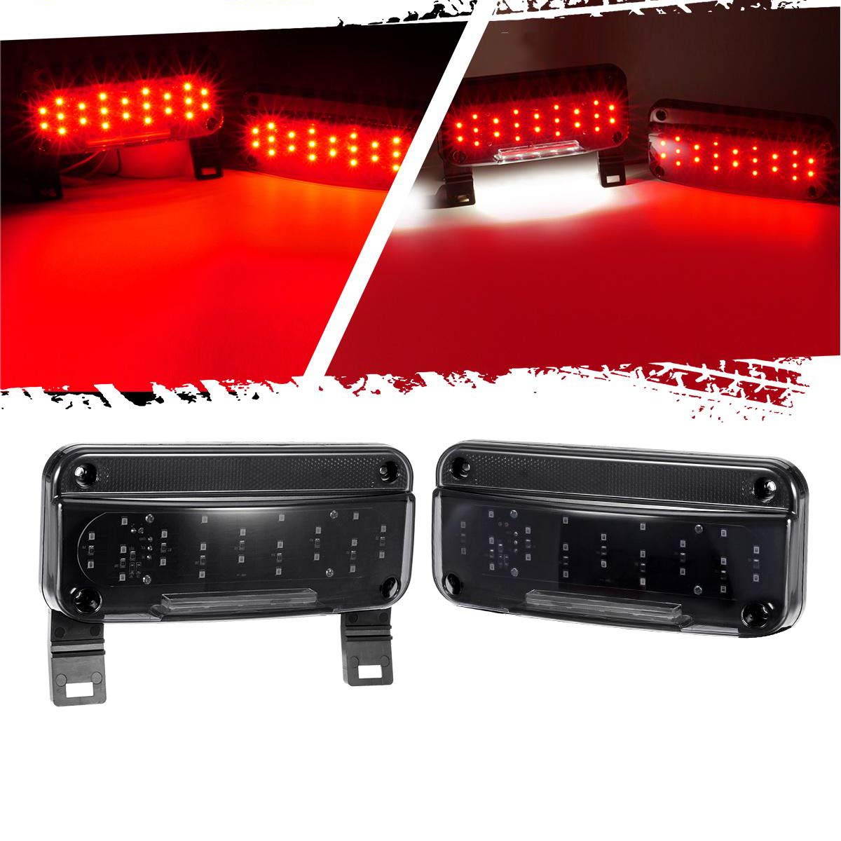 Partsam Red Led Low Profile Combination Rv Tail Lights Surface Mount Led Rv Camper Trailer Stop Turn Brake Tail Lights/License P