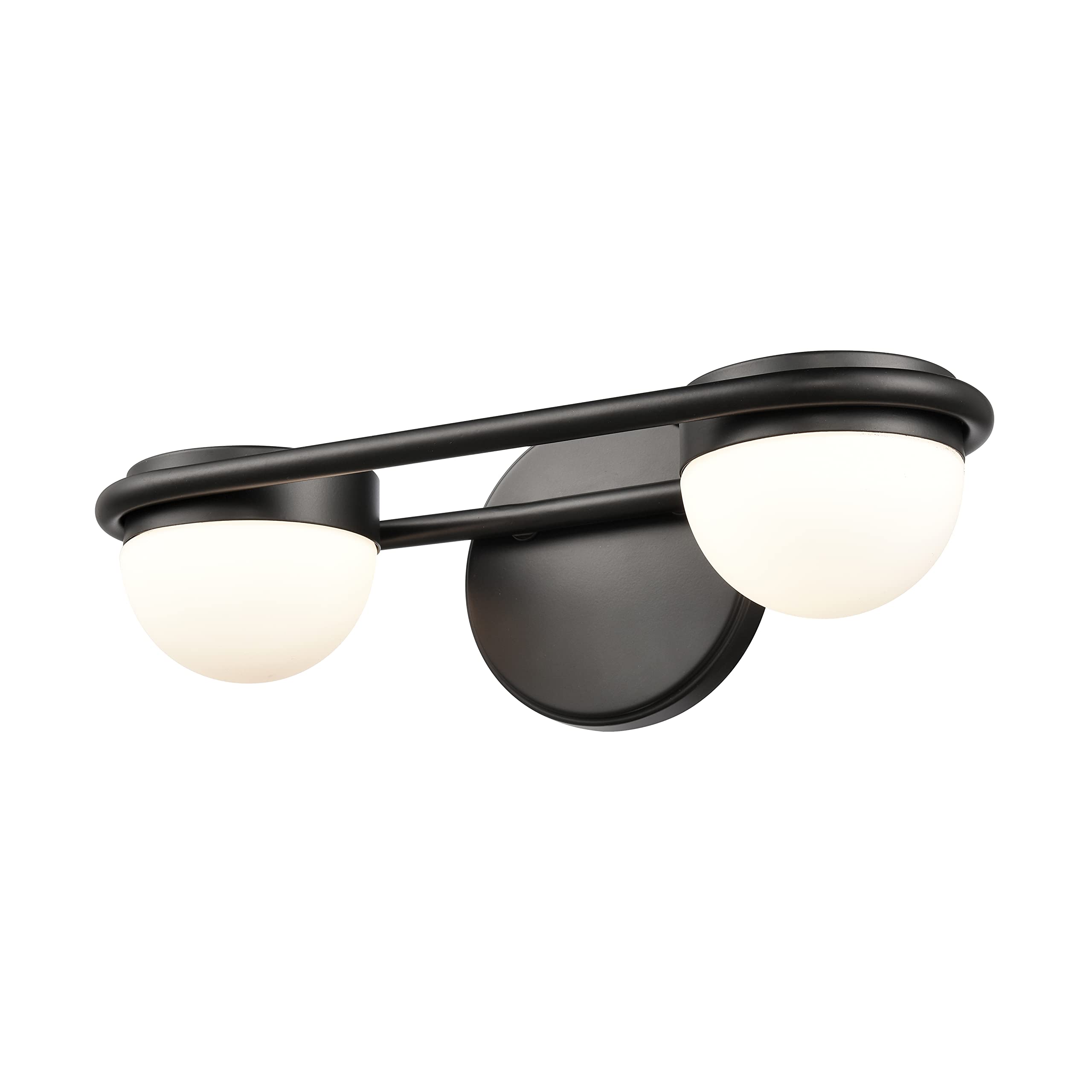 Elk Home Nelly 2-Light Vanity Light, Matte Black, Opal Glass, Modern Style, 14W X 6D