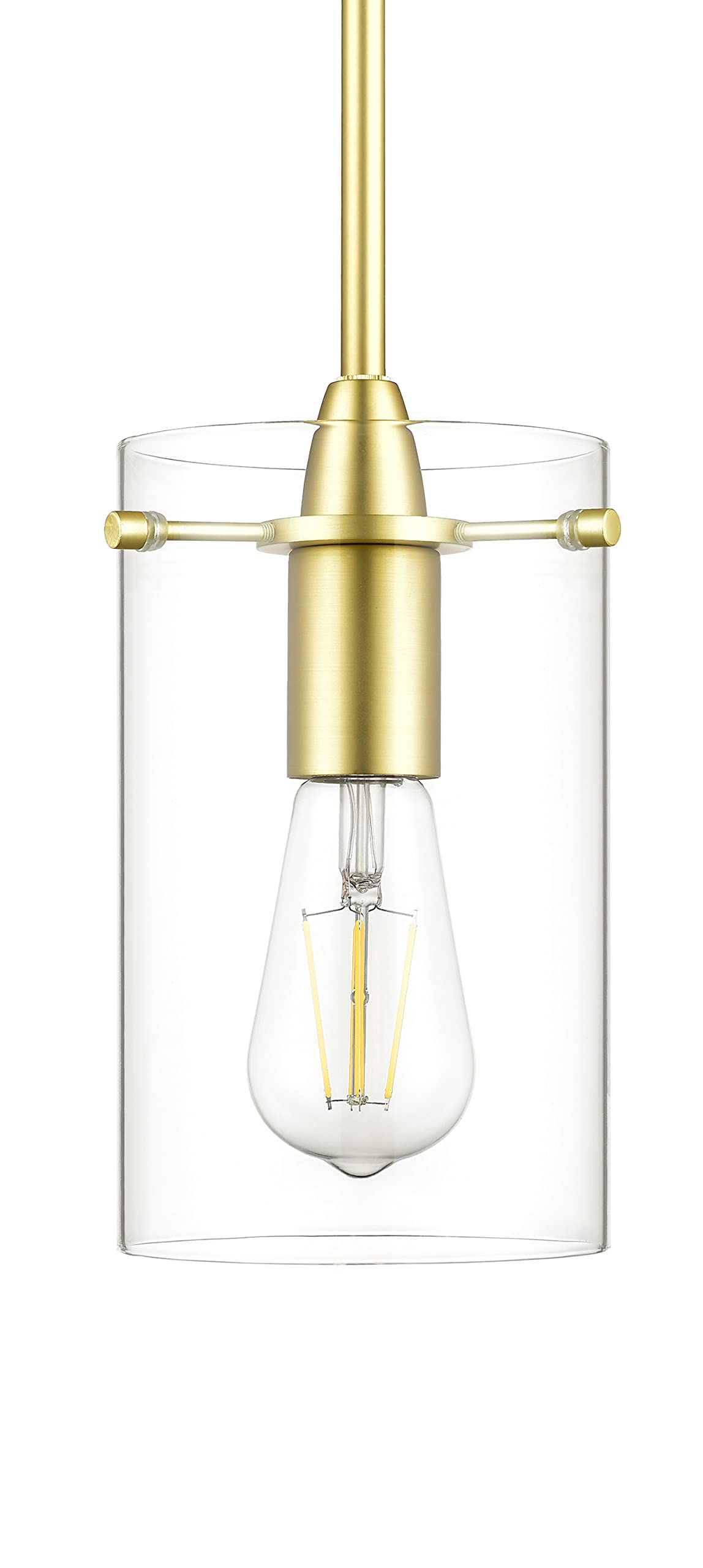 Satin Brass Pendant Lights Kitchen Island - Medium Clear Glass Pendant Light Fixture