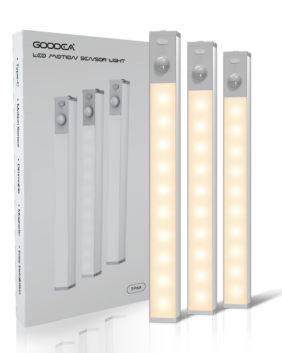 Goodea Led Under Cabinet Lights Wireless, 7 Rechargeable Motion Sensor Light Indoor, Dimmable Closet Lights For Cabinets, Booksh