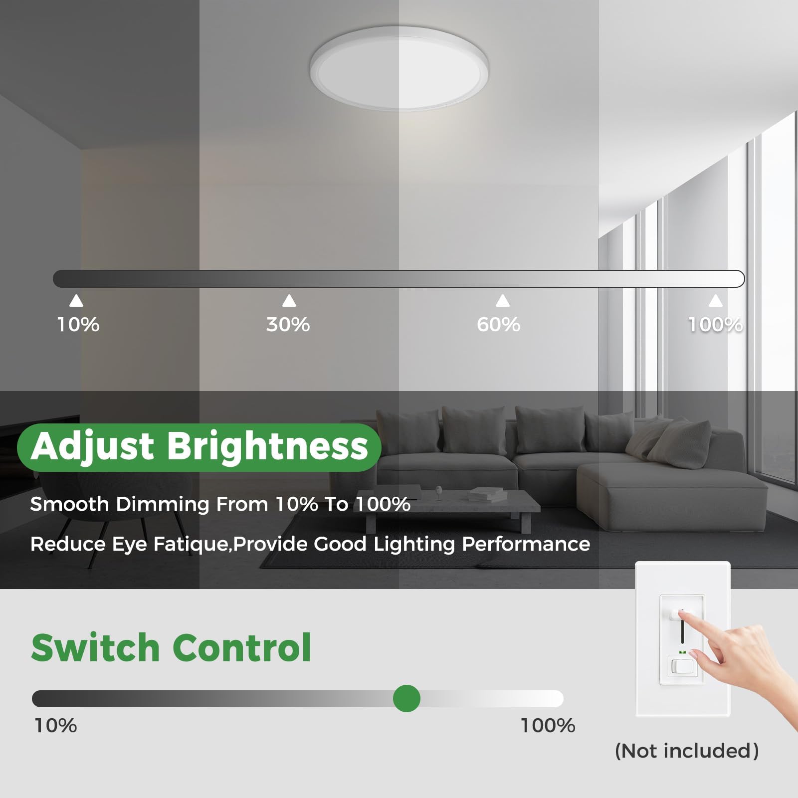 Zemty 6Pack 13 Inch Ceiling Light Fixture, 3000K/3500K/4000K/5000K/6500K Adjustable Led Flush Mount Ceiling Light, 2400Lm 24W Ro