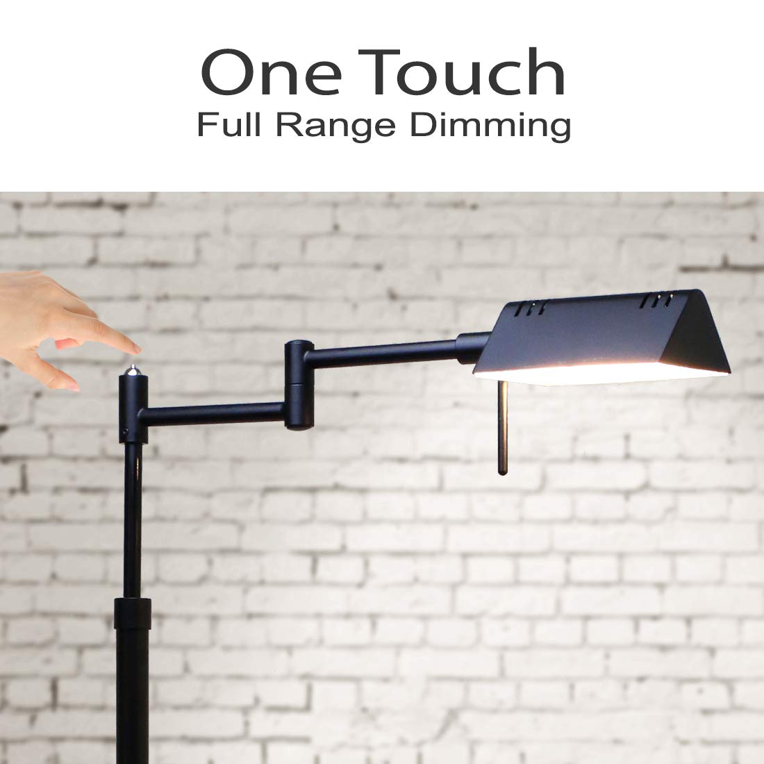 OBright Dimmable LED Pharmacy Floor Lamp, 12W, Adjustable Height, Black, Model OB-FL05D