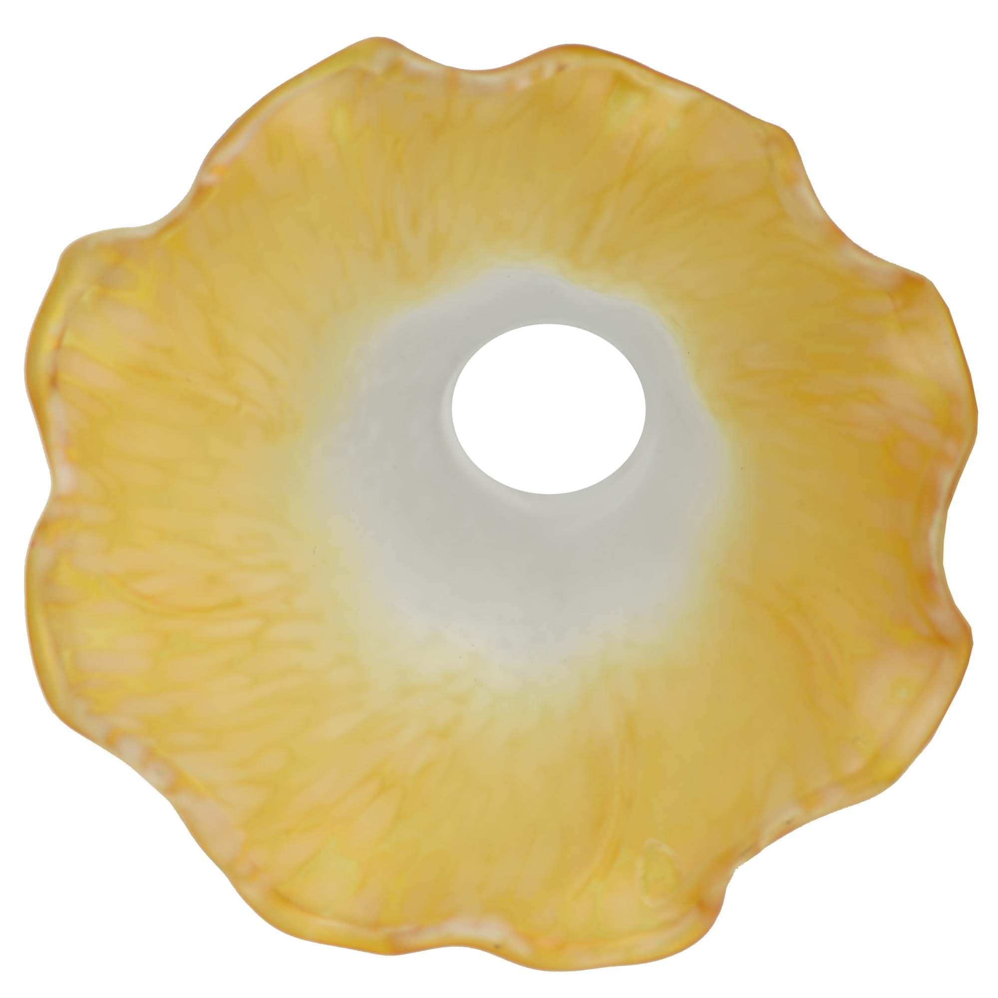 Bieye Lily Flower Blown Glass Lampshade, Small I.D. 0.87" x O.D. 1", White Yellow, Model LILYSHADE