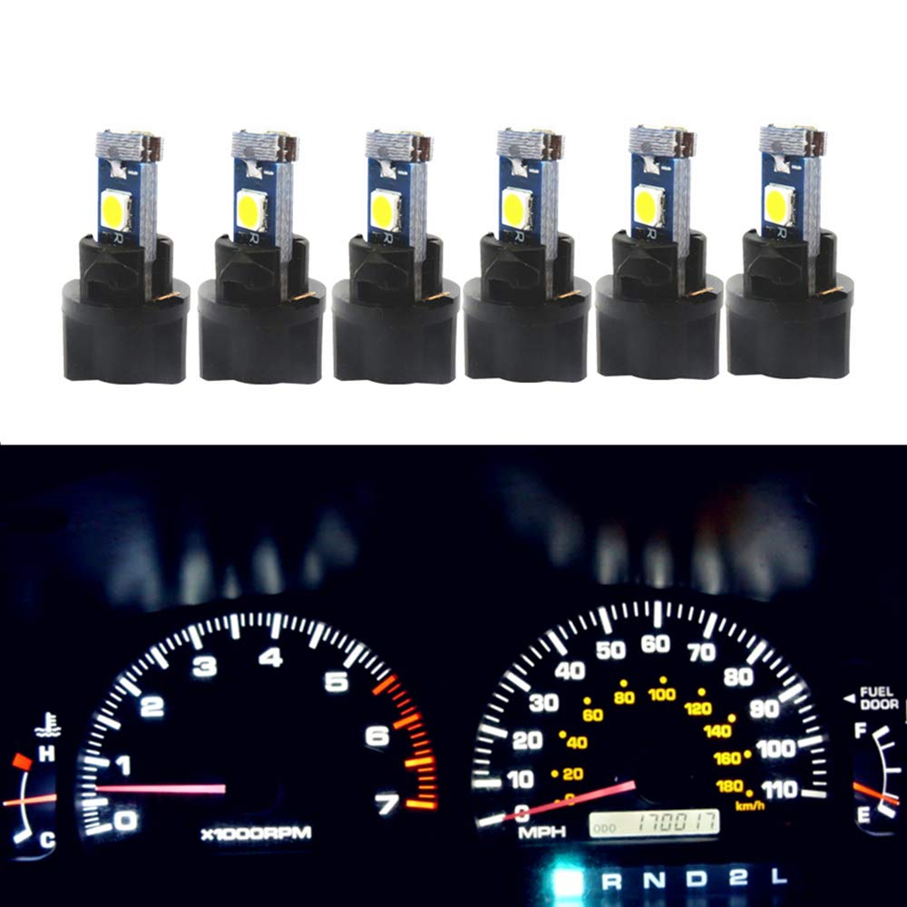 Wljh 6Pack White Dash Lights Pc74 Twist Locket Socket Wedge T5 Led Bulb 37 74 2721 3030Smd Dashboard Instrument Cluster Bulbs,Plug And Play