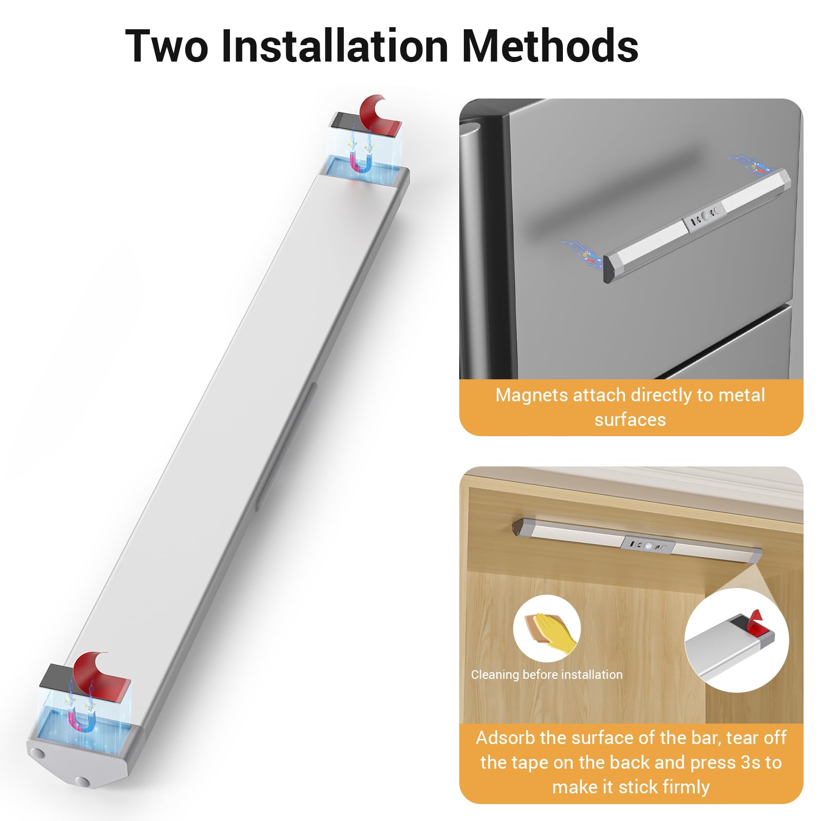 Wobane Closet Lights Motion Sensored With Eye-Protection Rechargeable Led Wardrobe Lighting With 3 Color 12 Inch Dimmable Wireless Battery Operated Light Indoor For Stair Pantry Hallway 900Mah 2Pcs