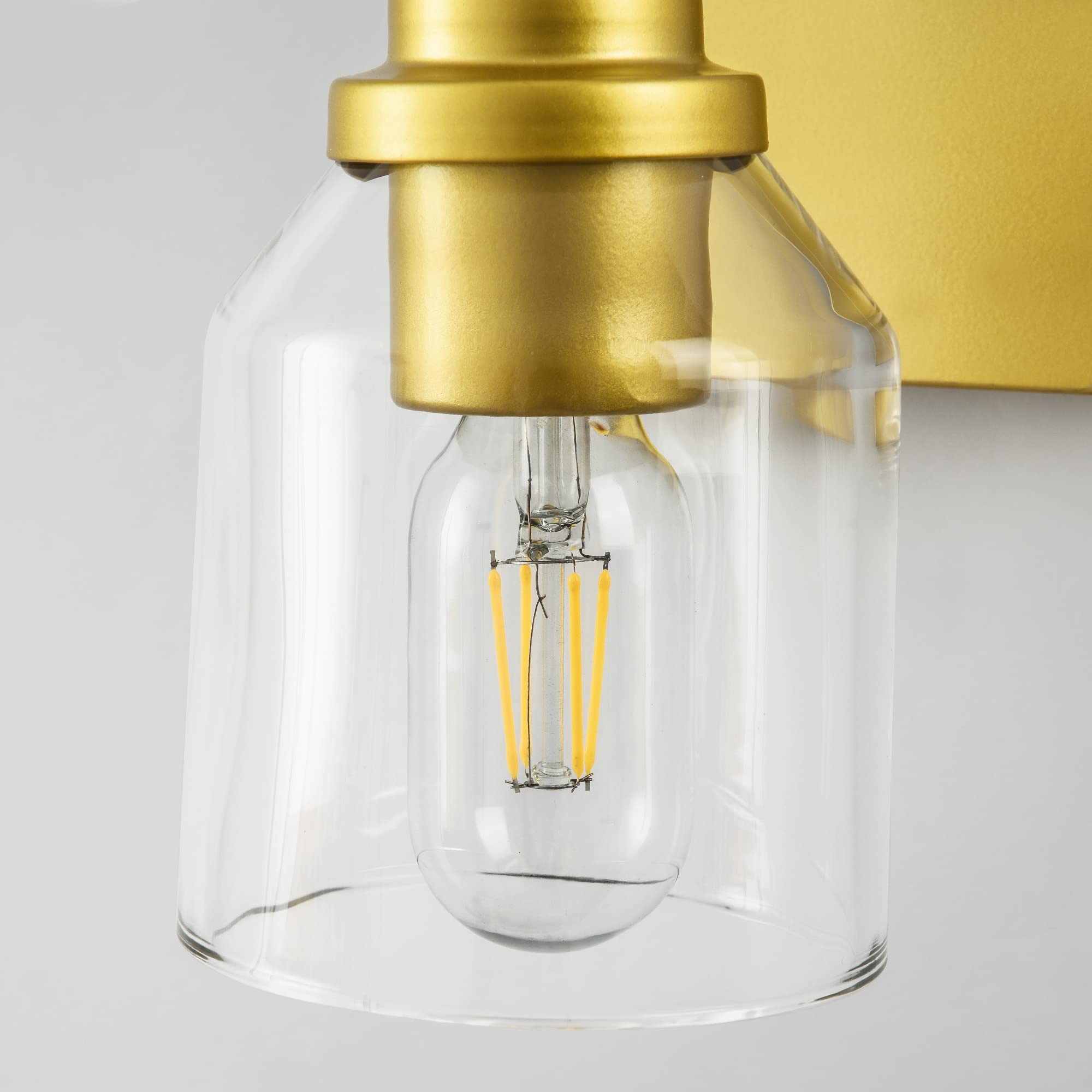 SOLFART Gold Vanity Light Fixture for Bathroom, 1 Light, Glass Shade with Metal, Vintage Design