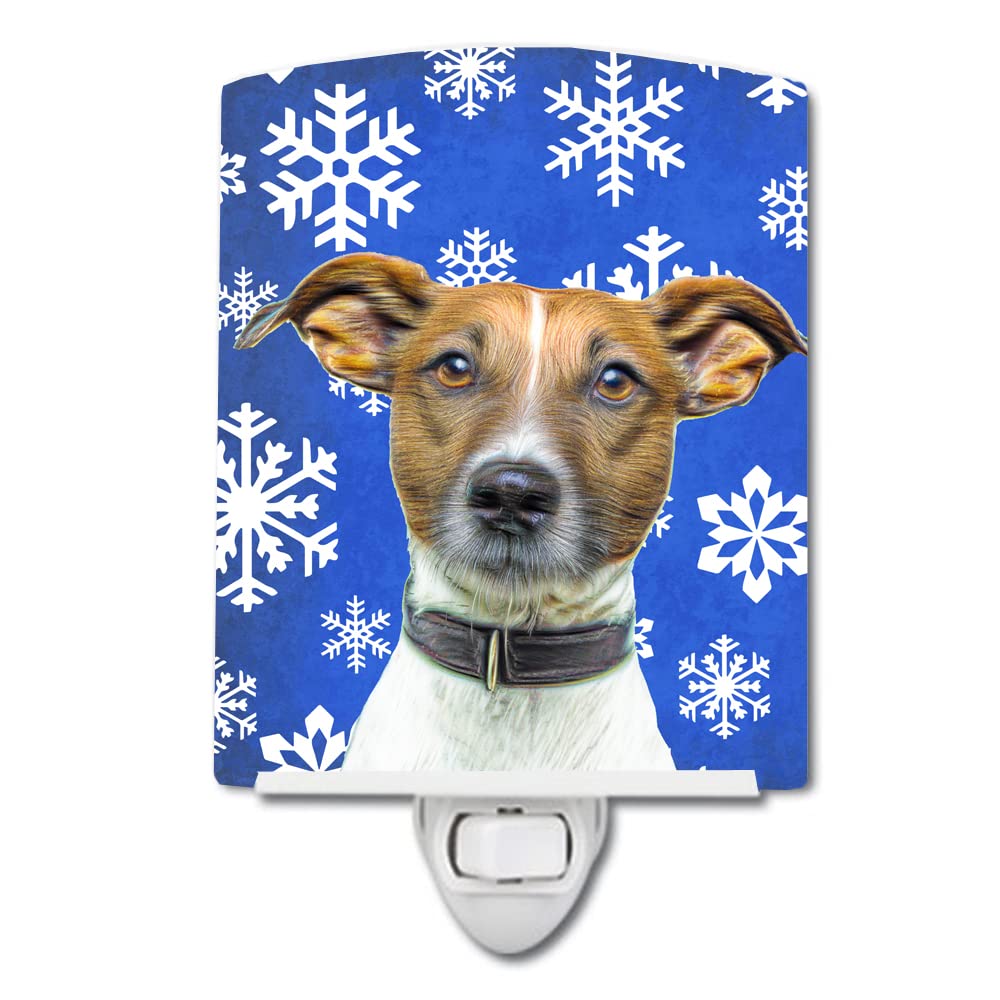 Carolines Treasures Ceramic Night Light, Winter Snowflakes Jack Russell Terrier, 6x4x3in, Multicolor, Model KJ1176CNL
