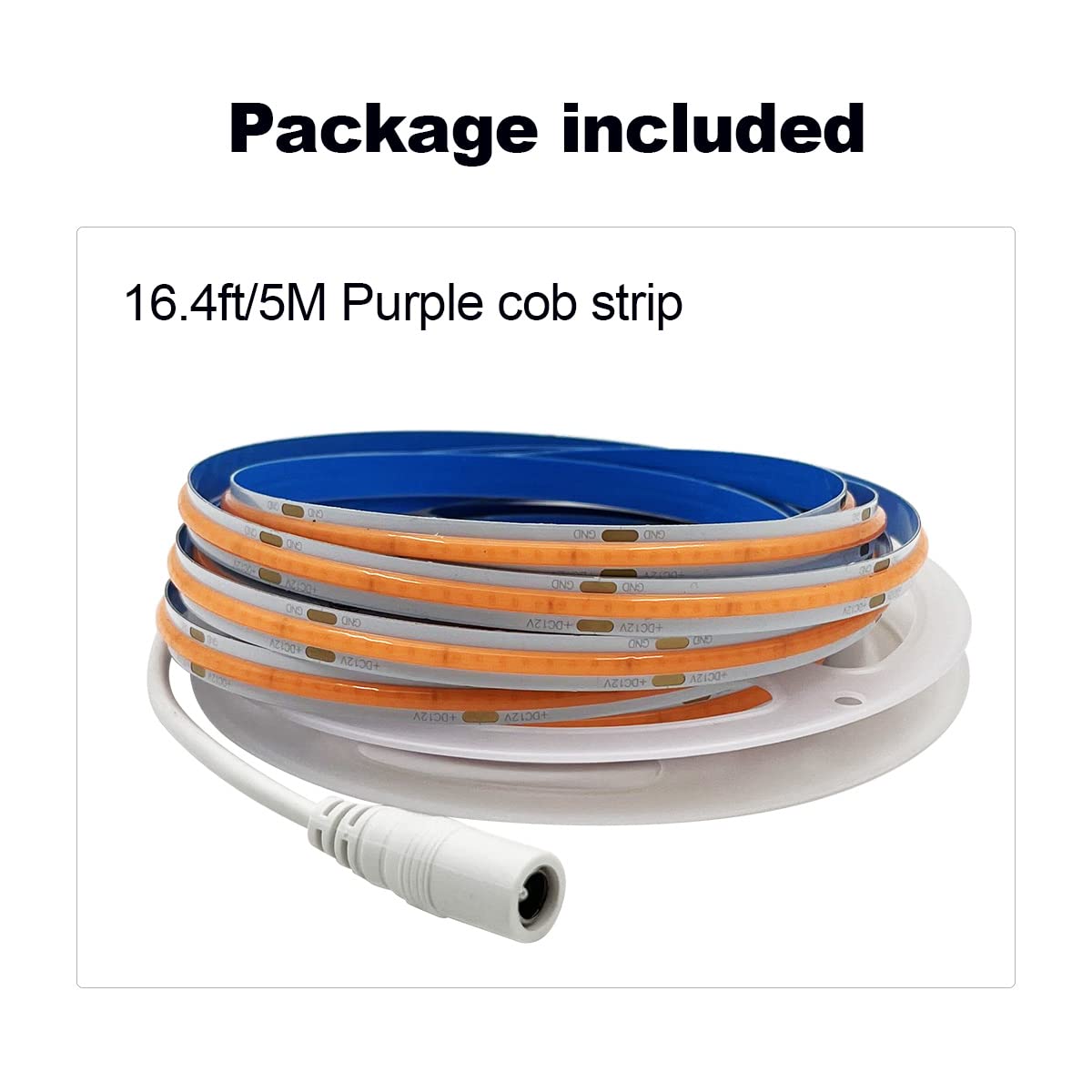 Hamrvl Cob Led Strip Lights Purple,Dc12V 16.4Ft/5M 320Leds/M Cri90 Bright Flexible Led Tape 8Mm, For Indoor Home Cabinet,Bedroom,Kitchen,Stage,Backlight Diy Lighting(Without Power Supply) (Purple)