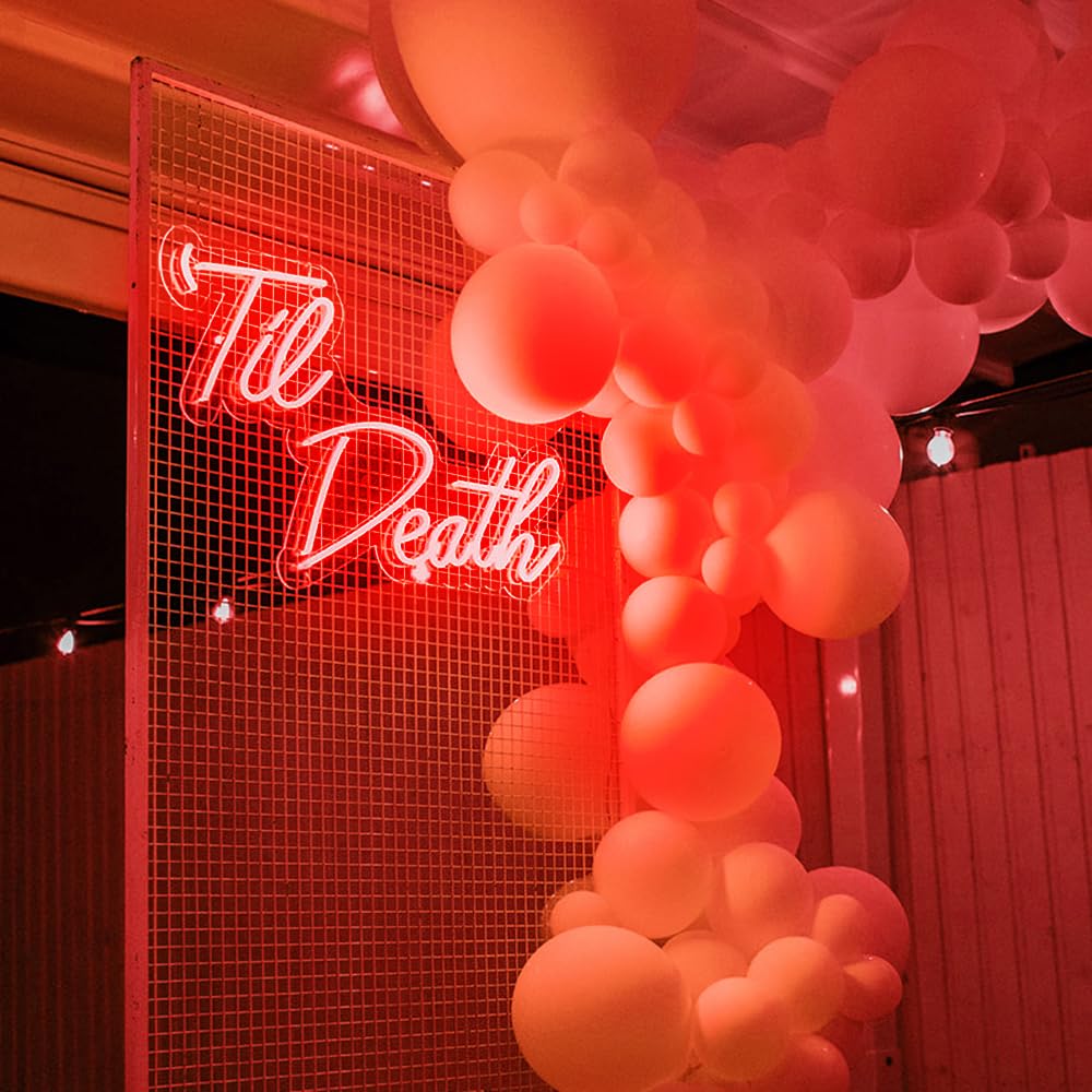 Til Death Neon Sign Red Led Neon Light Signs For Wedding Engagement Party Bridal Shower Decor Til Death Do Us Party Decor Valentines Day Gifts Neon Wedding Sign