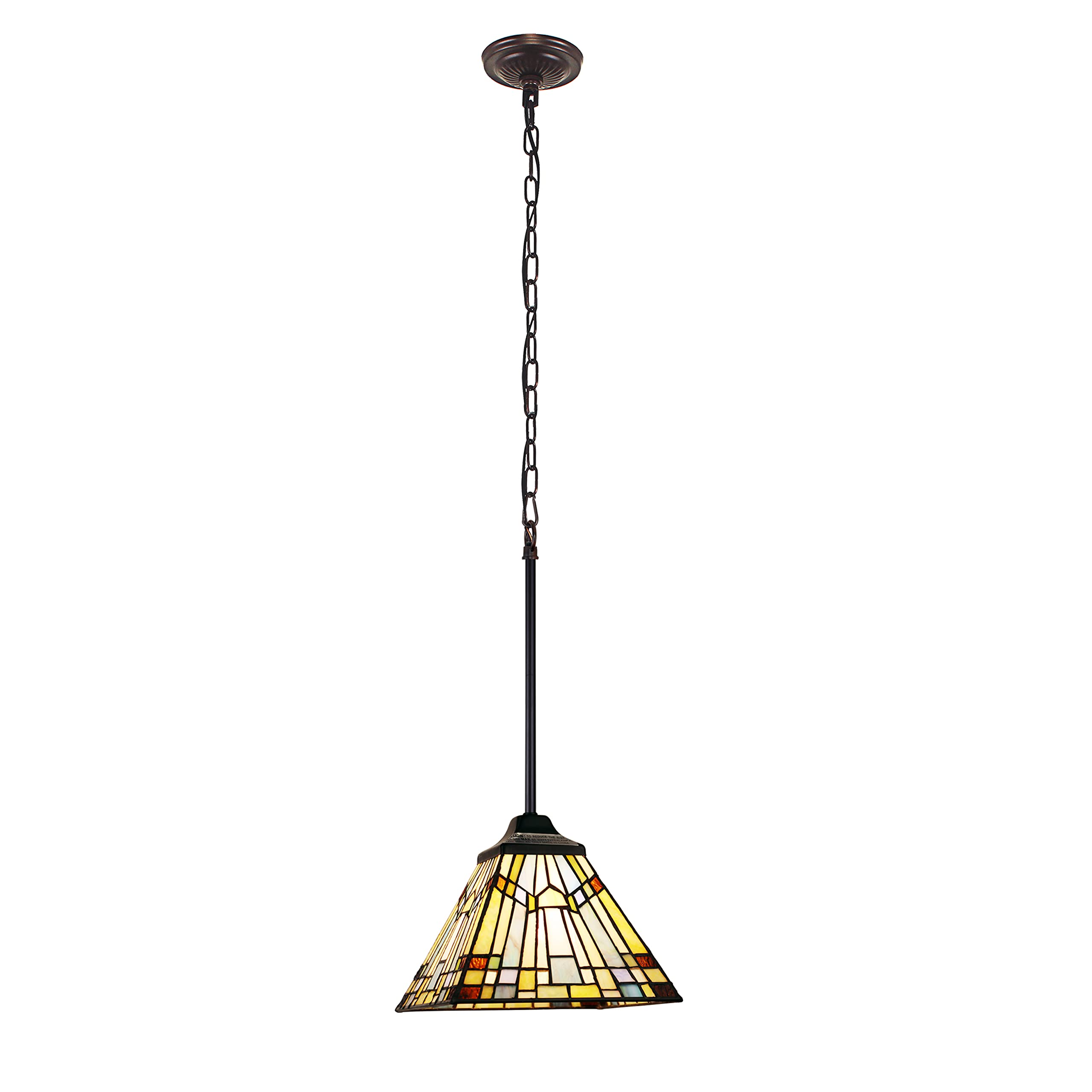 Chloe Lighting Kinsey Tiffany-Style Mini-Pendant, 1-Light, Blackish Bronze, 8in Multicolor Glass Shade, Model CH33293MS08-DP1