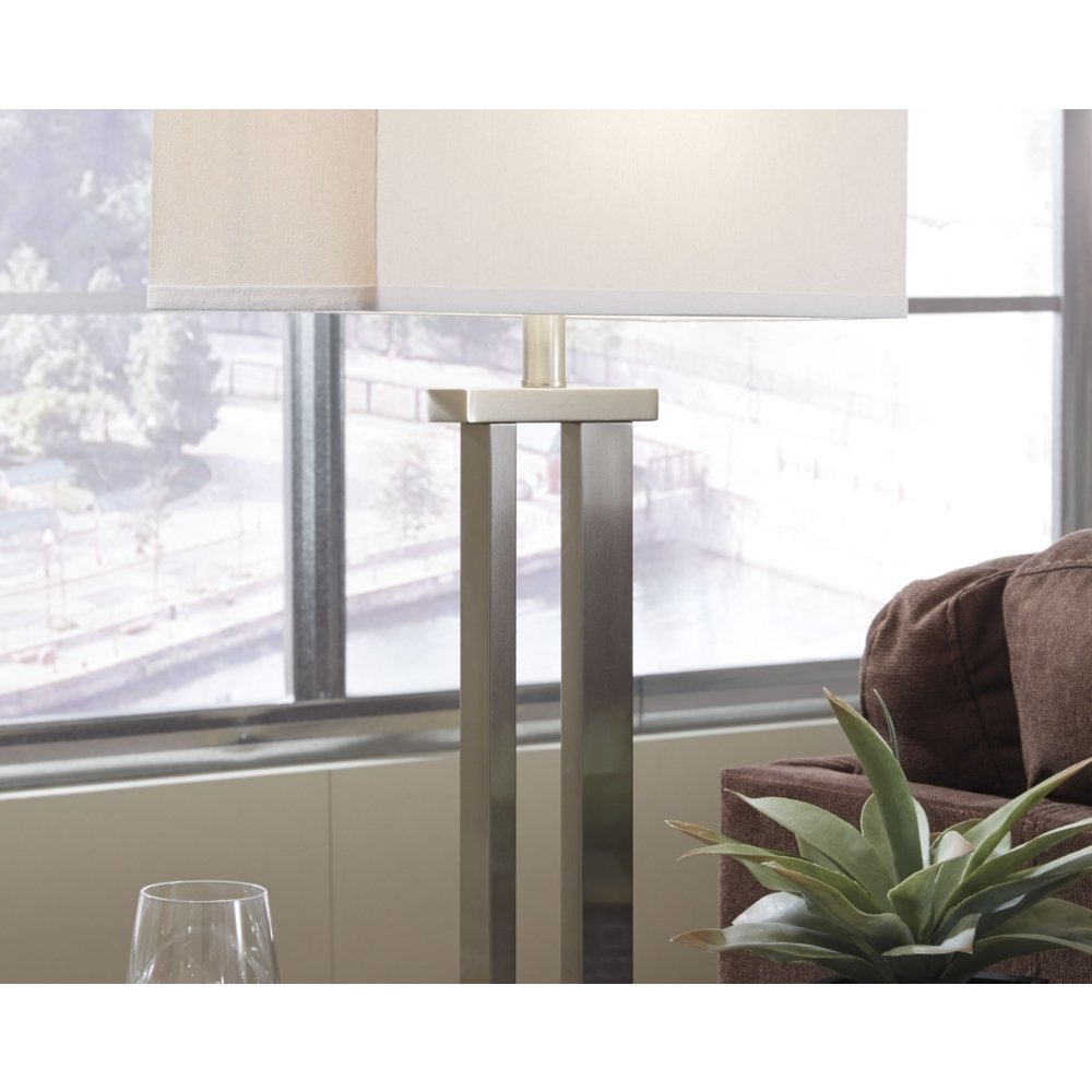 Signature Design by Ashley Table Lamp, Metal, Silver, 8.5inD x 15inW x 29.5inH, Model L204054