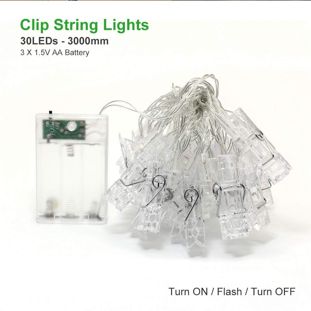 Dopheuor LED Fairy Clip String Lights - Yellow, Battery Operated, Model JZD-234 for Photos, Decorations, Christmas, Weddings, Parties