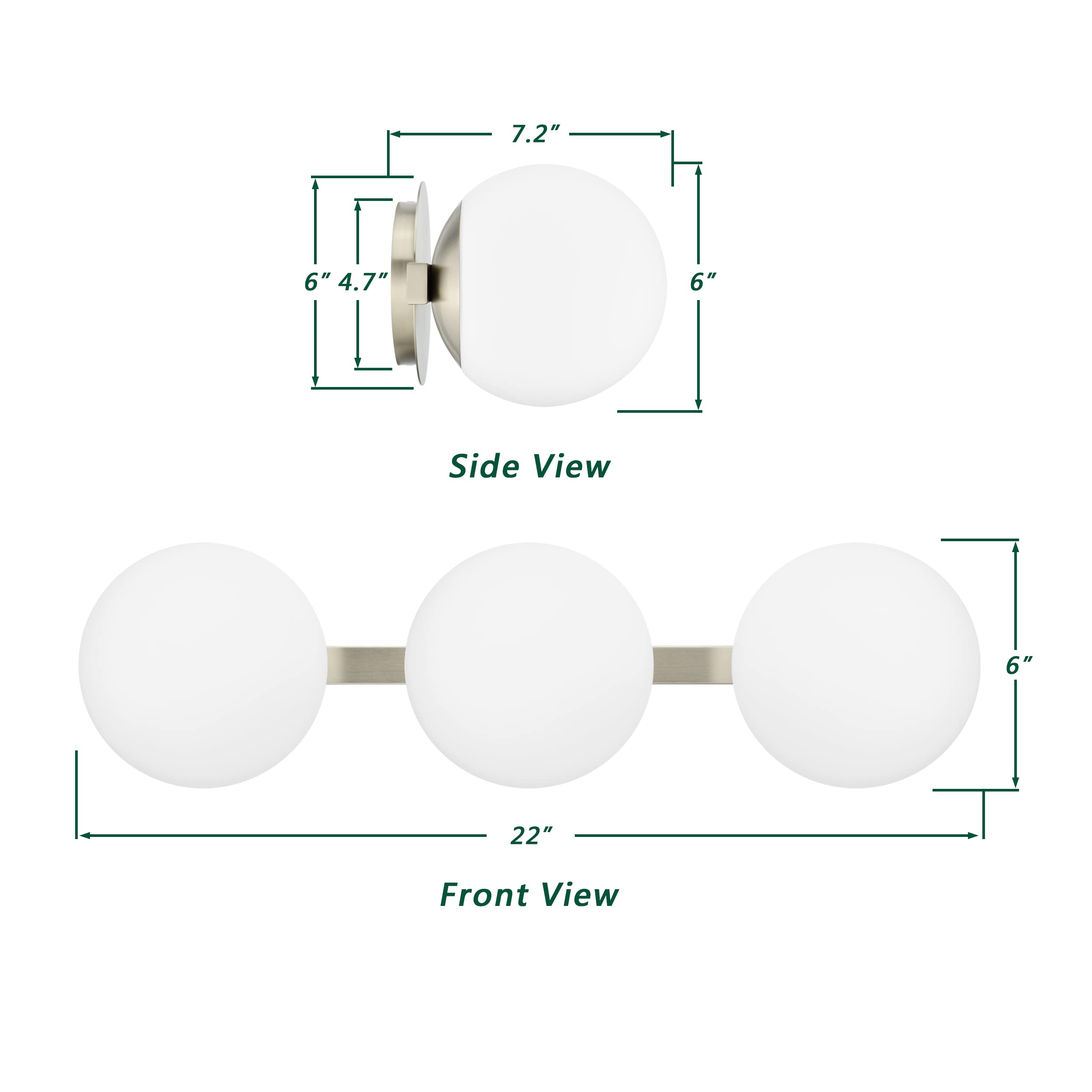 Bathroom Vanity Light Fixtures, Modern 3 Lights Globe Wall Sconce Lighting Brushed Nickel, Porch Wall Mount Light Fixture For Ba