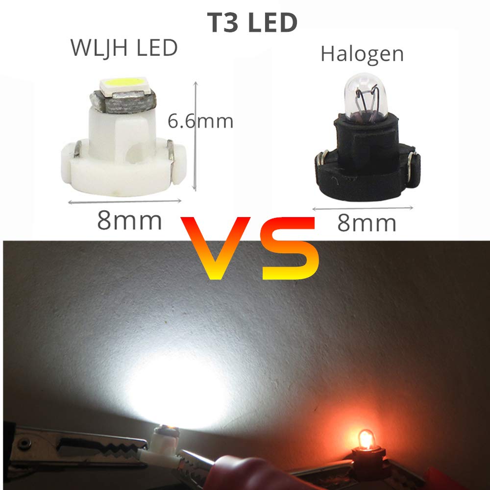 Wljh 10X Blue T3 Neo Wedge 3030 Smd Chipest 8Mm Base Led Car Instrument Cluster Dashboard Gauge Bulb Hvac Ac Heater Climate Cont