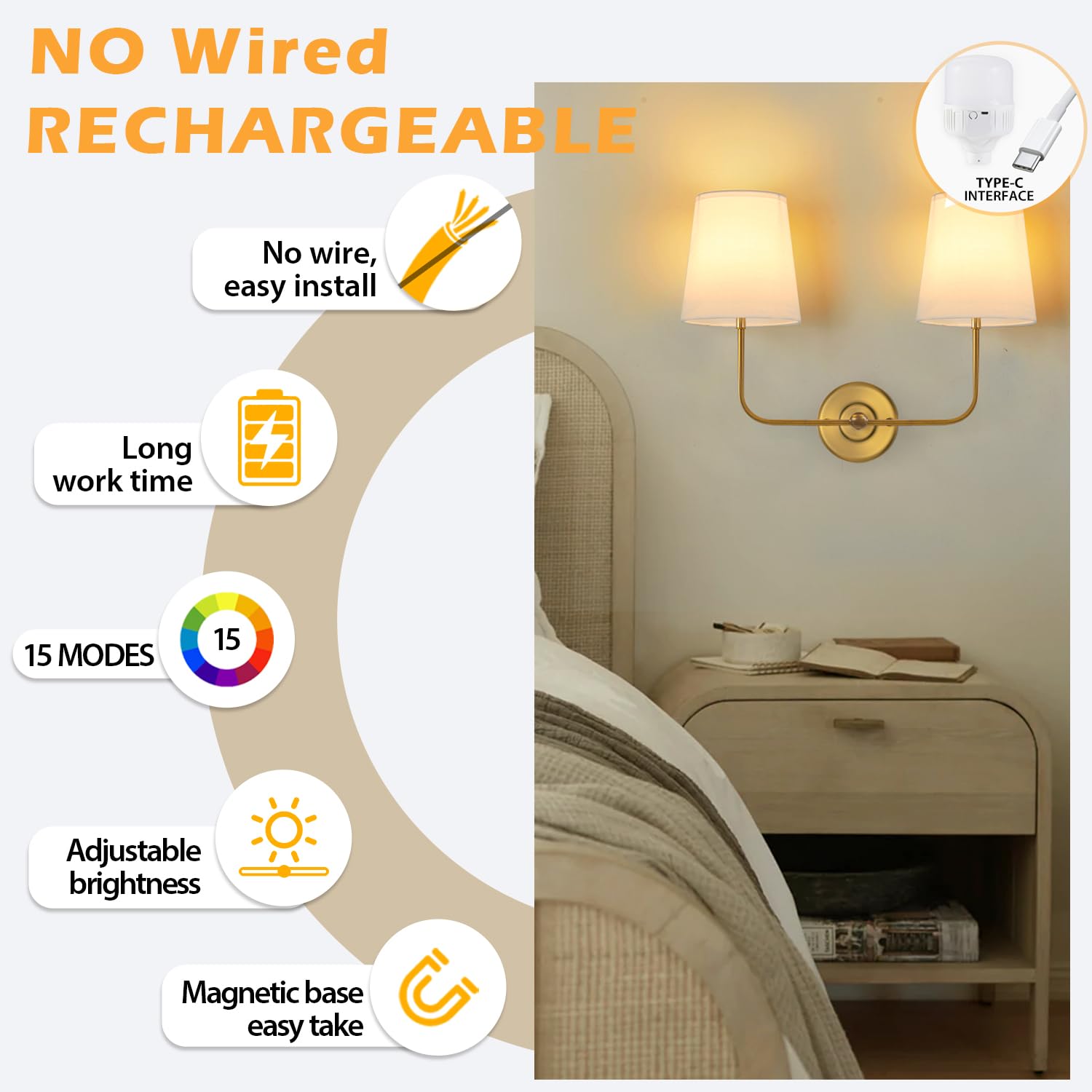 Passica Decor Battery Operated Wall Sconce 1 Pcs Wiht Two Shade Not Wiring Dimmable Lamp With Remote Control Indoor Light Fixtur