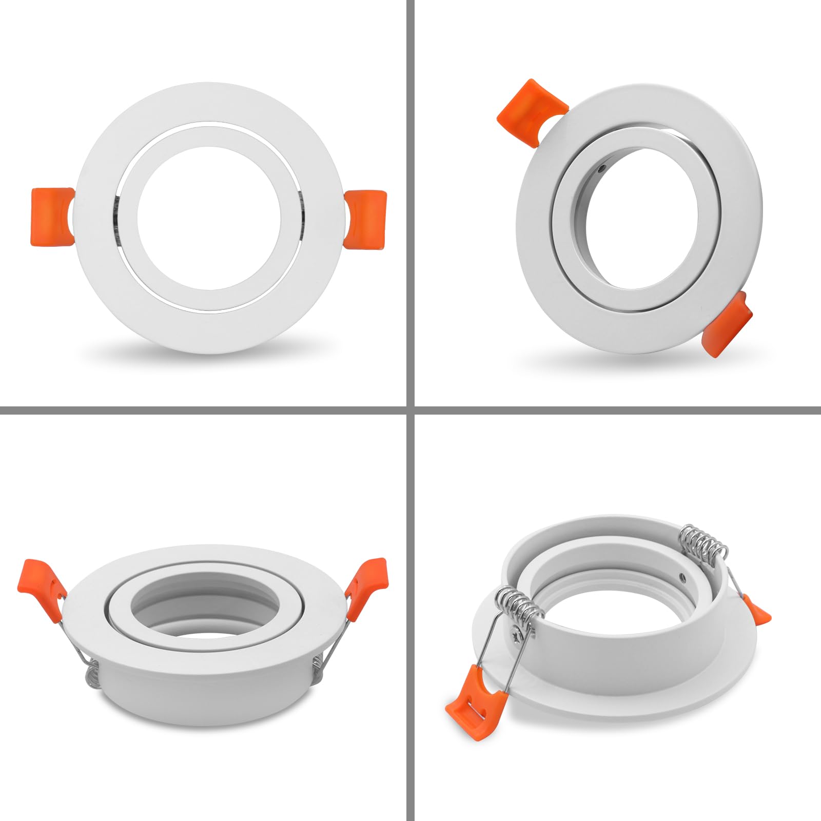 Joyinled Pack Of 10 Led Ceiling Light Frame Round Fixture Holders Adjustable Cutout 65Mm With Mr16 Sockets For 1.97In/50Mm Gu5.3