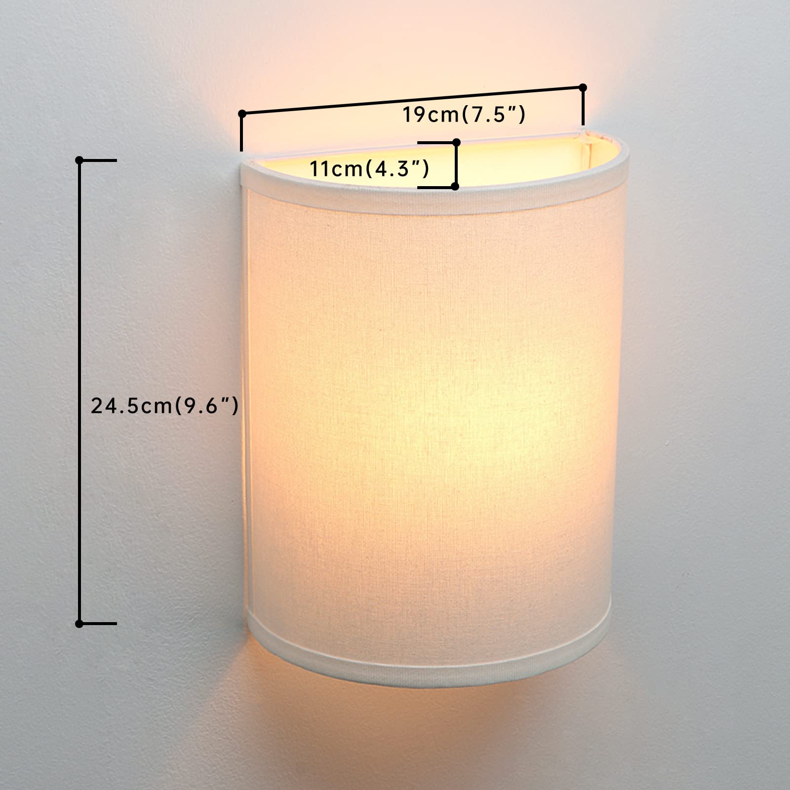 JIMUBEAM Wall Sconce Lighting - Industrial Vintage Night Light, White Fabric Lampshade, Model JMUS823A for Bedroom & Living Room
