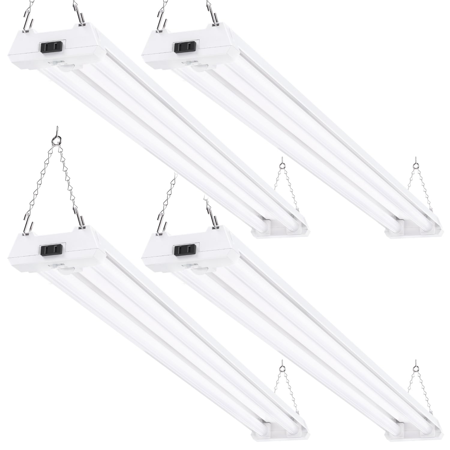 Sunco Motion Sensor 4ft LED Shop Light, Garage Lights Ceiling LED Plug in Fixtures, 40W, 5000K Daylight, Frosted, Motion Activat